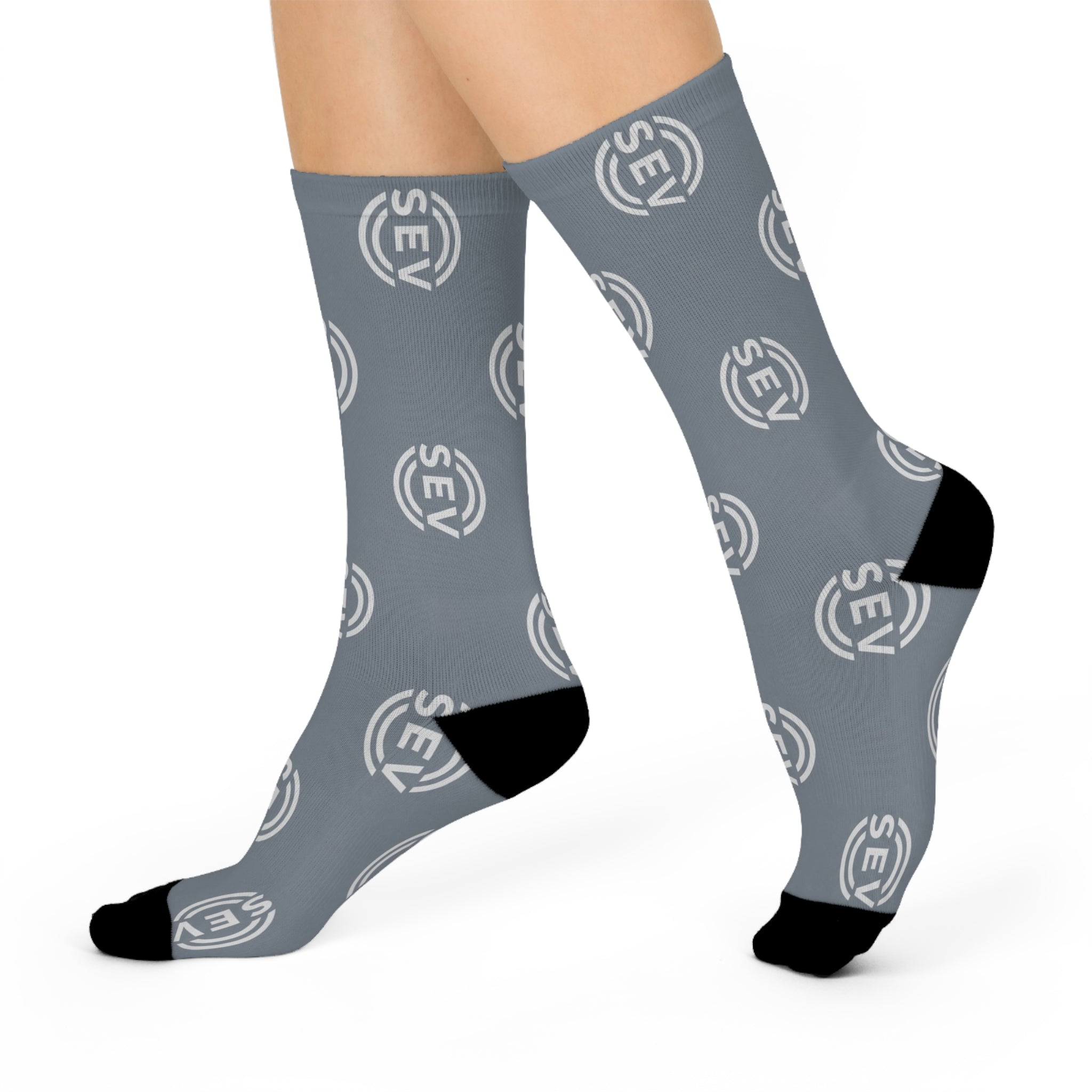 Winter Steel Grey Socks — SEV Grey Monogram — alternate view 2 of 4