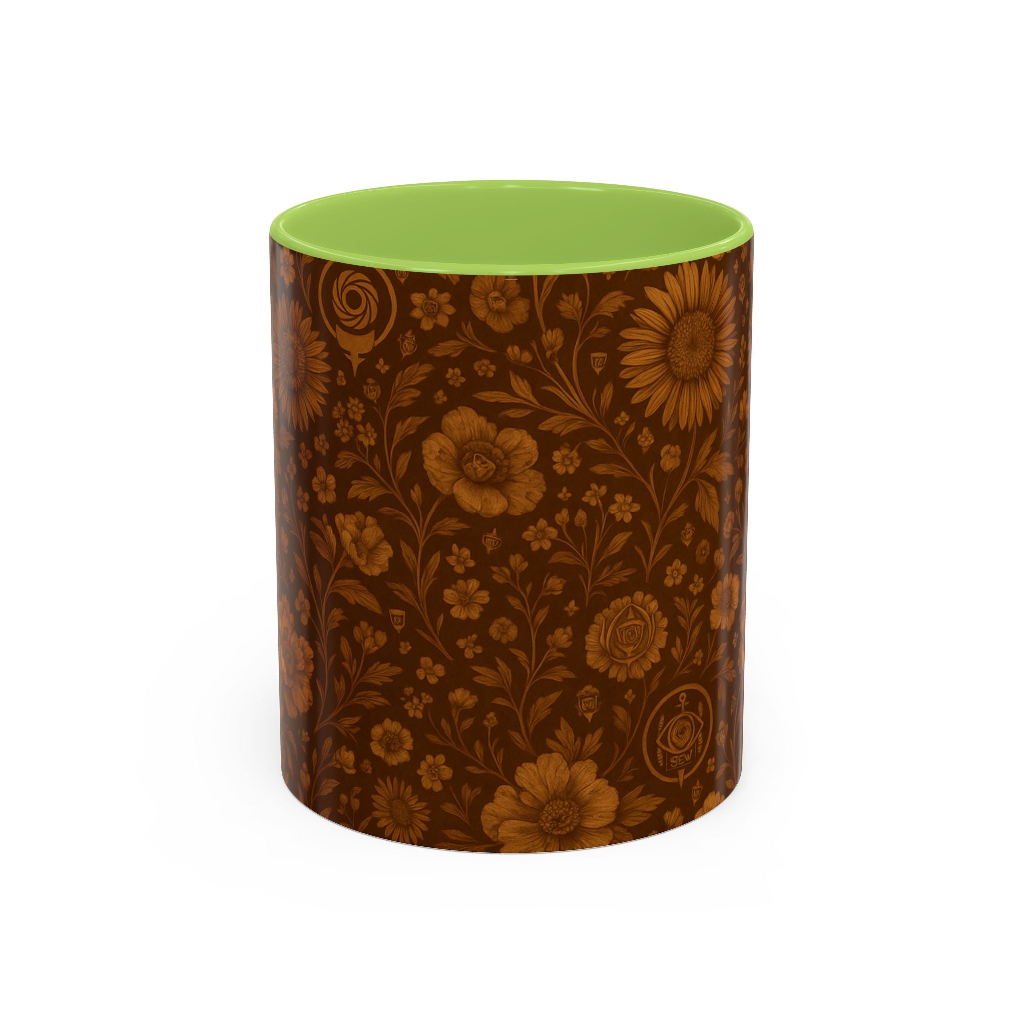 SEV ACCENT COFFEE MUG — BURNT SIENNA OCHRE FLORAL — alternate view 16 of 68