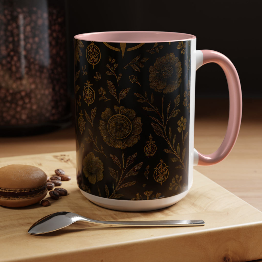 SEV ACCENT COFFEE MUG — NOIR GRAPHITE DEEP ANTIQUE GOLD FLORAL — alternate view 38 of 68