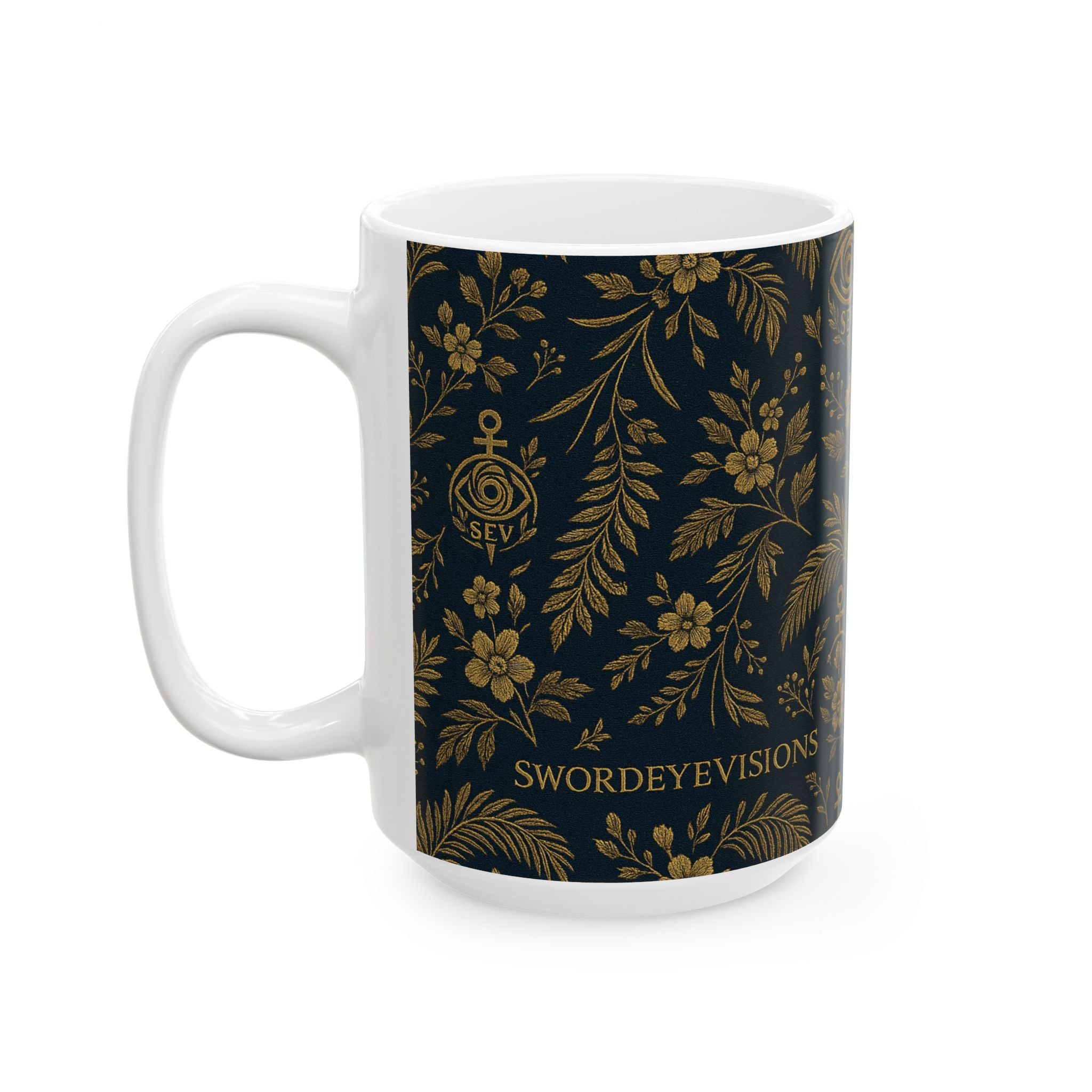 SEV CERAMIC MUG — DEEP NAVY GOLD BOTANICAL — alternate view 7 of 7