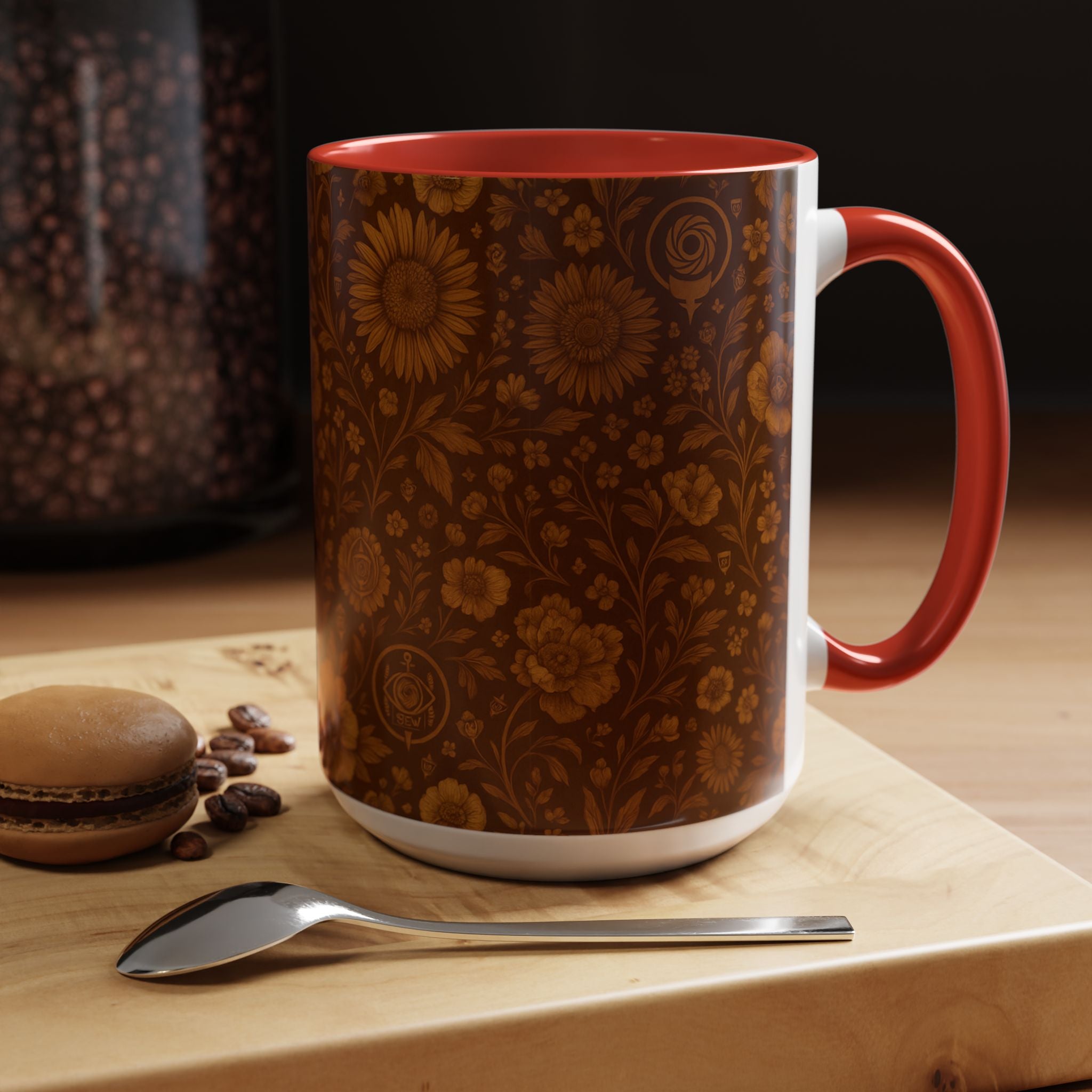 SEV ACCENT COFFEE MUG — BURNT SIENNA OCHRE FLORAL — alternate view 41 of 68
