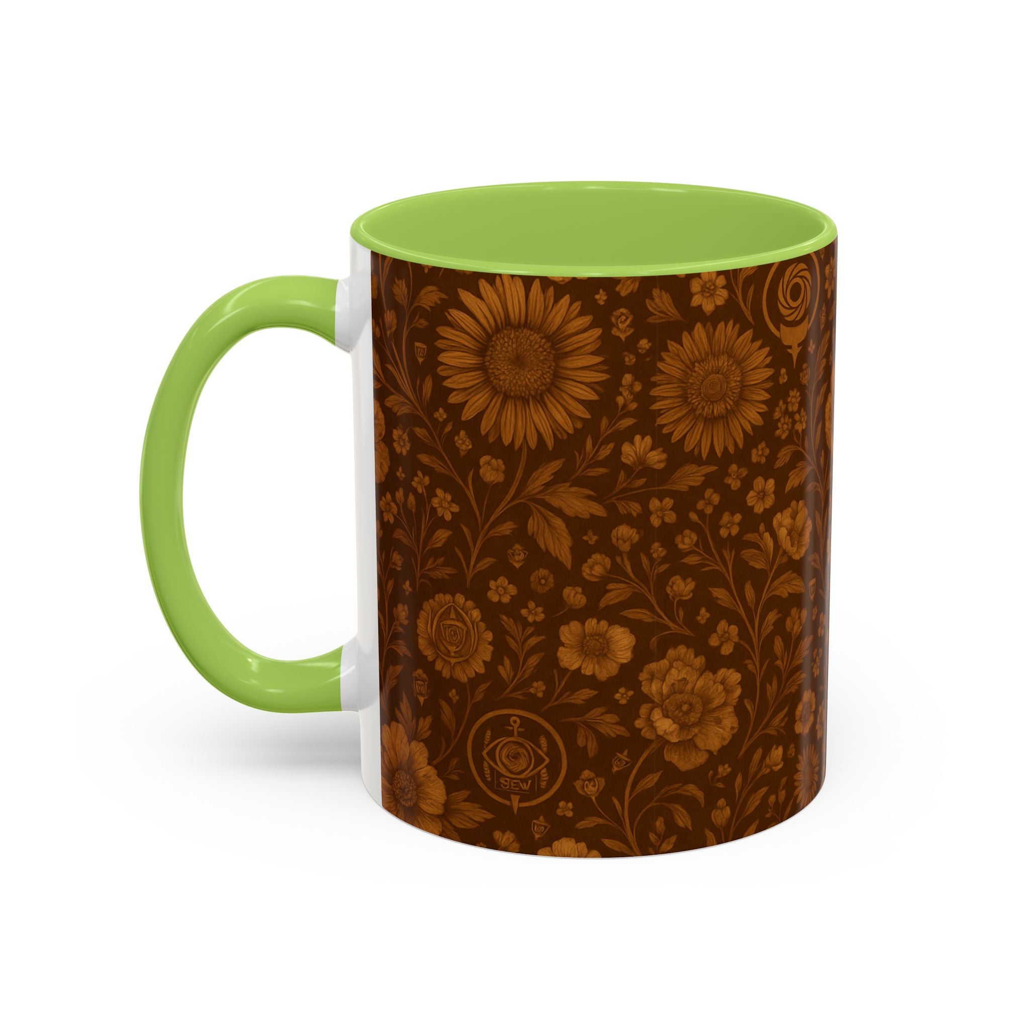 SEV ACCENT COFFEE MUG — BURNT SIENNA OCHRE FLORAL — alternate view 60 of 68