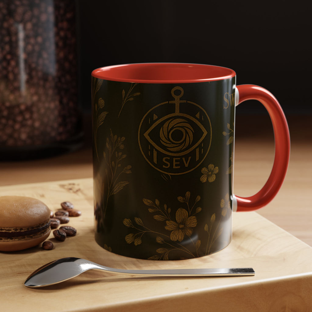 SEV ACCENT COFFEE MUG — DEEP OLIVE GOLD BOTANICAL — alternate view 29 of 68