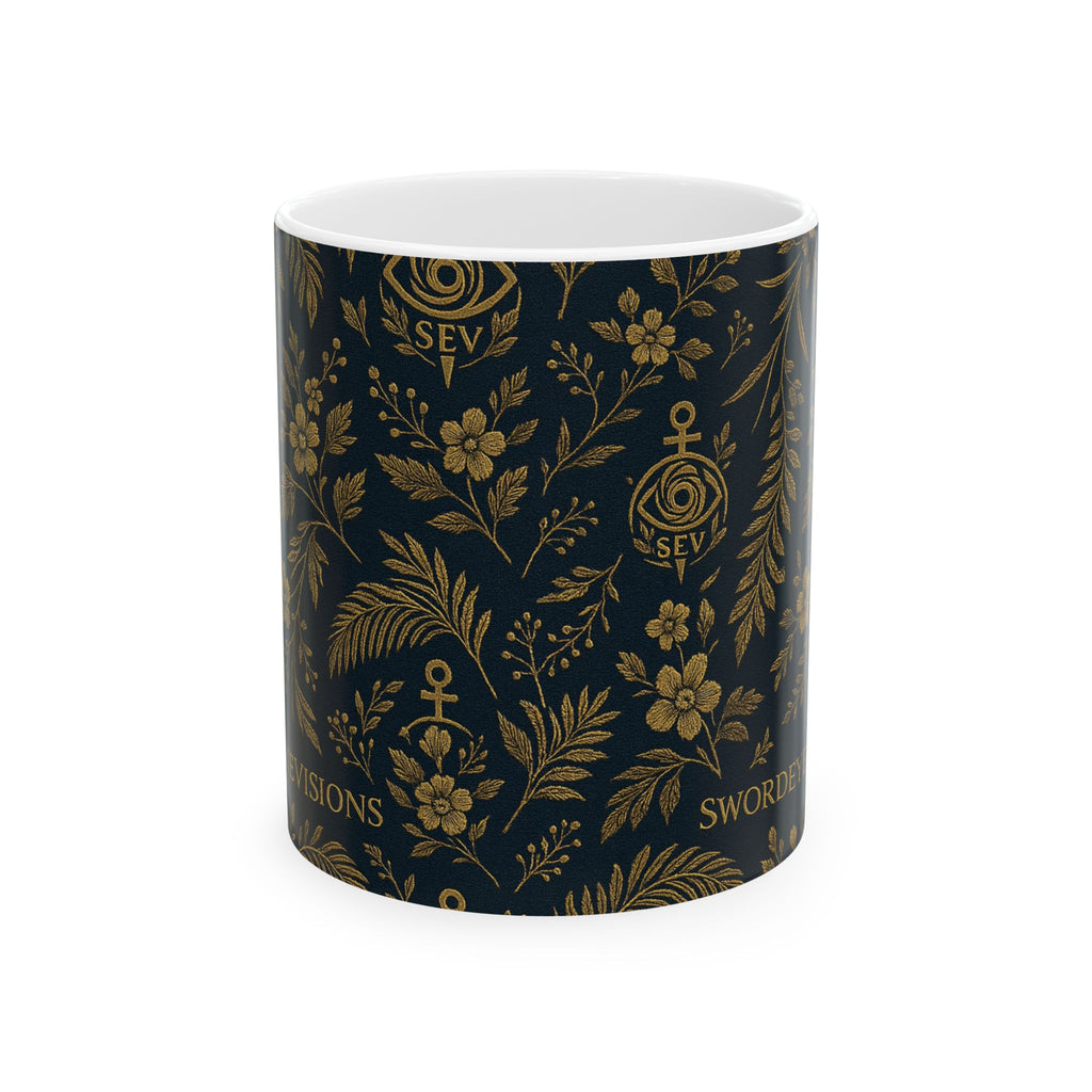 SEV CERAMIC MUG — DEEP NAVY GOLD BOTANICAL — alternate view 1 of 7