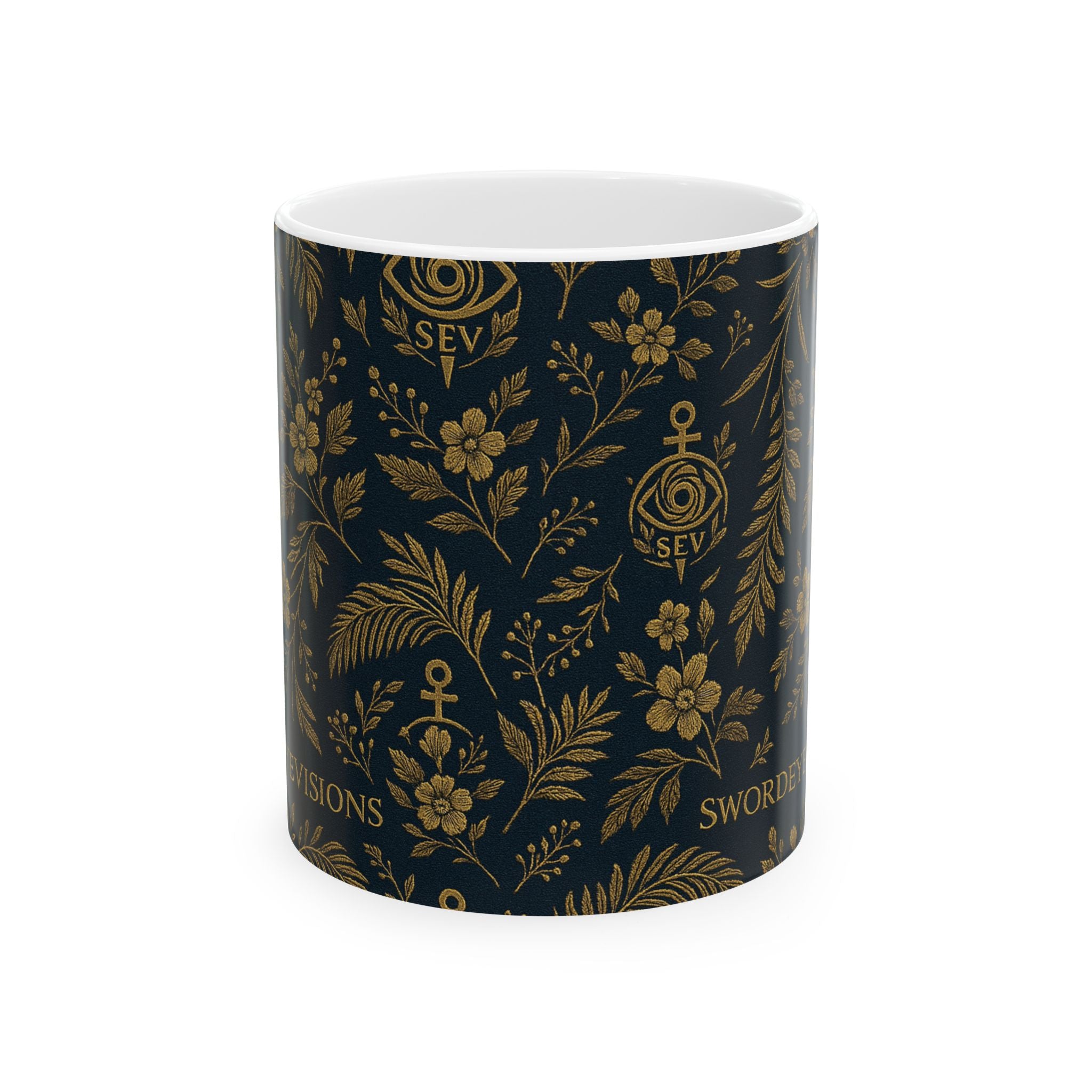 SEV CERAMIC MUG — DEEP NAVY GOLD BOTANICAL — alternate view 1 of 7