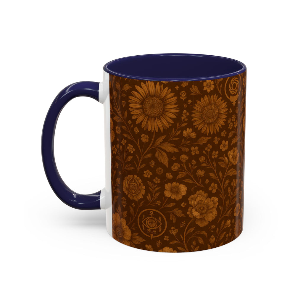 SEV ACCENT COFFEE MUG — BURNT SIENNA OCHRE FLORAL — alternate view 21 of 68