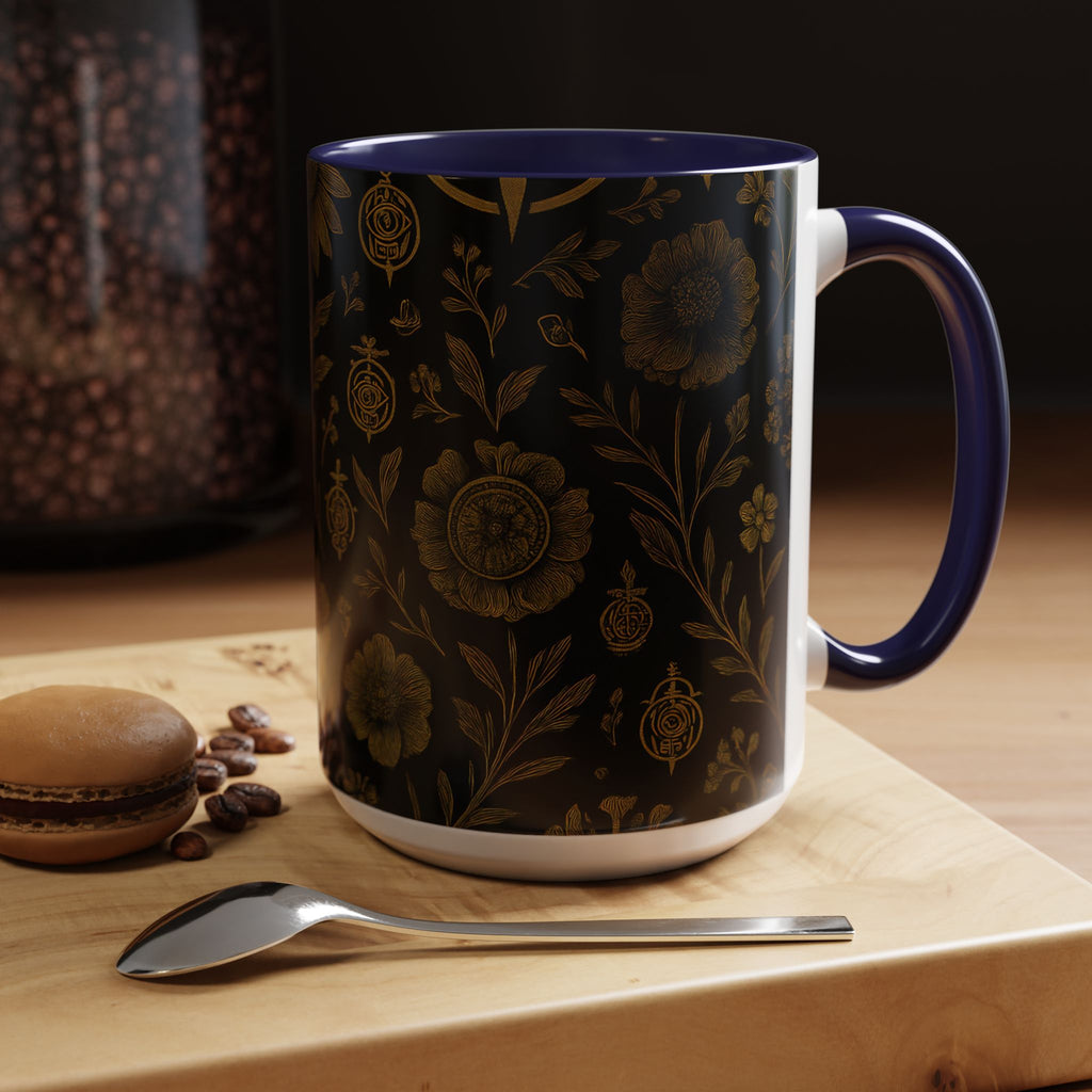 SEV ACCENT COFFEE MUG — NOIR GRAPHITE DEEP ANTIQUE GOLD FLORAL — alternate view 35 of 68