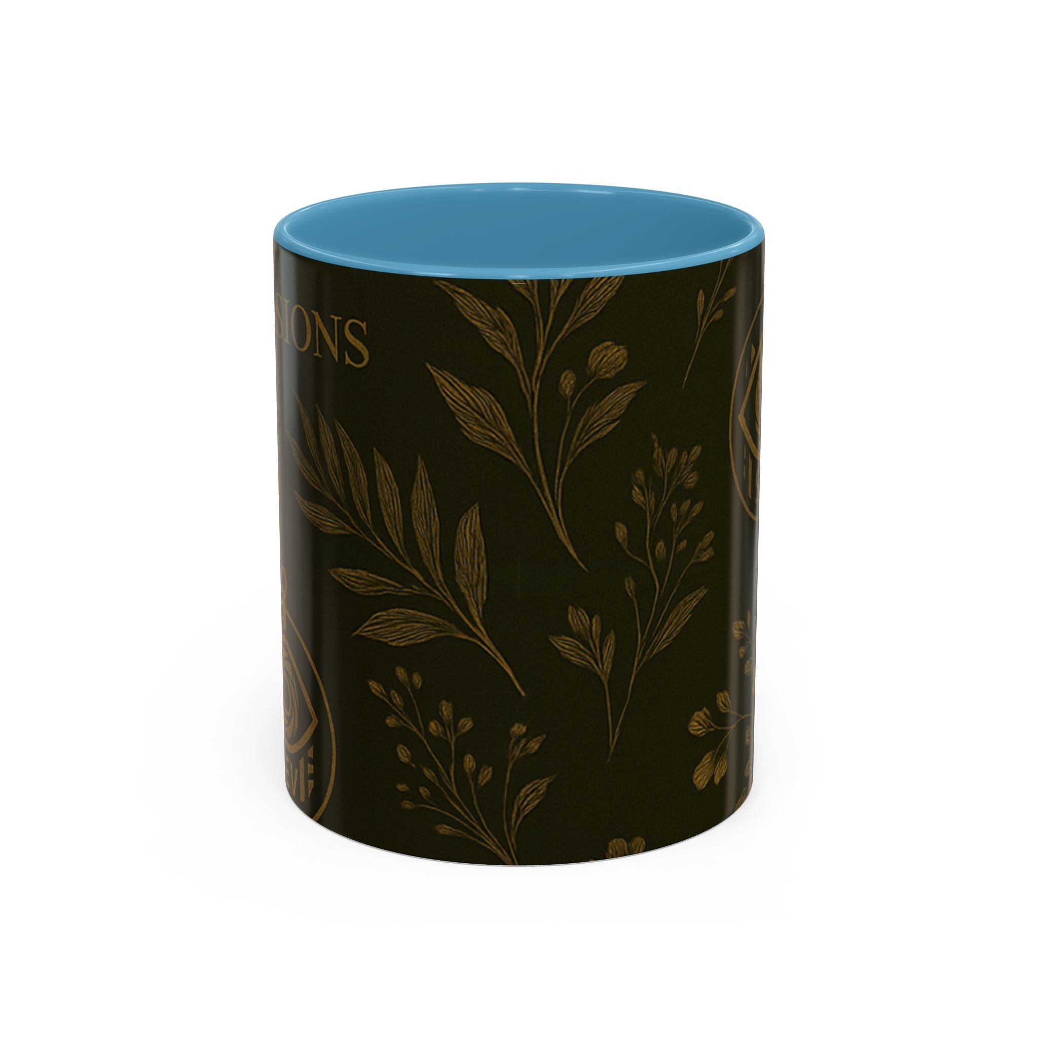 SEV ACCENT COFFEE MUG — DEEP OLIVE GOLD BOTANICAL — alternate view 9 of 68