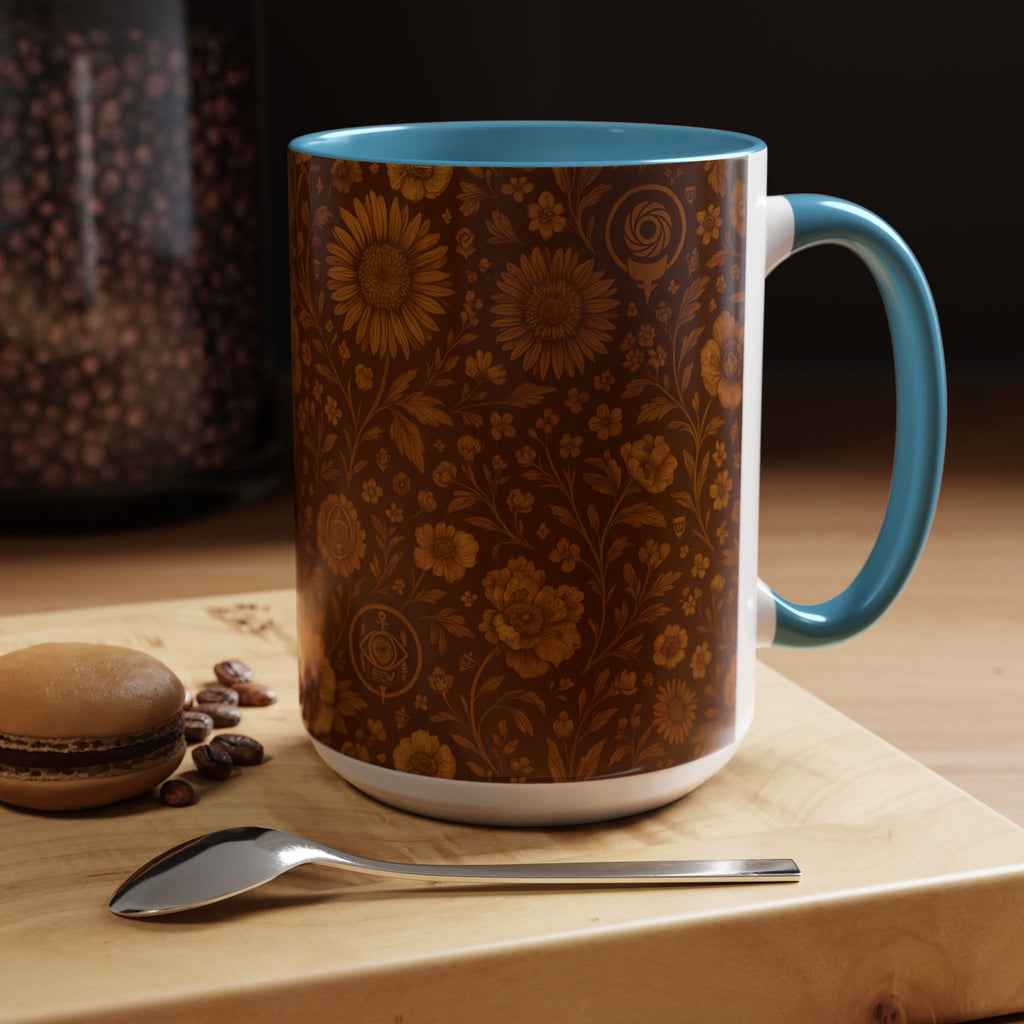 SEV ACCENT COFFEE MUG — BURNT SIENNA OCHRE FLORAL — alternate view 47 of 68