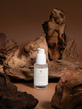 SEV Apothecary Double Hydration Boost Gel + HA 30 ml — bottle in a dark natural wood setting