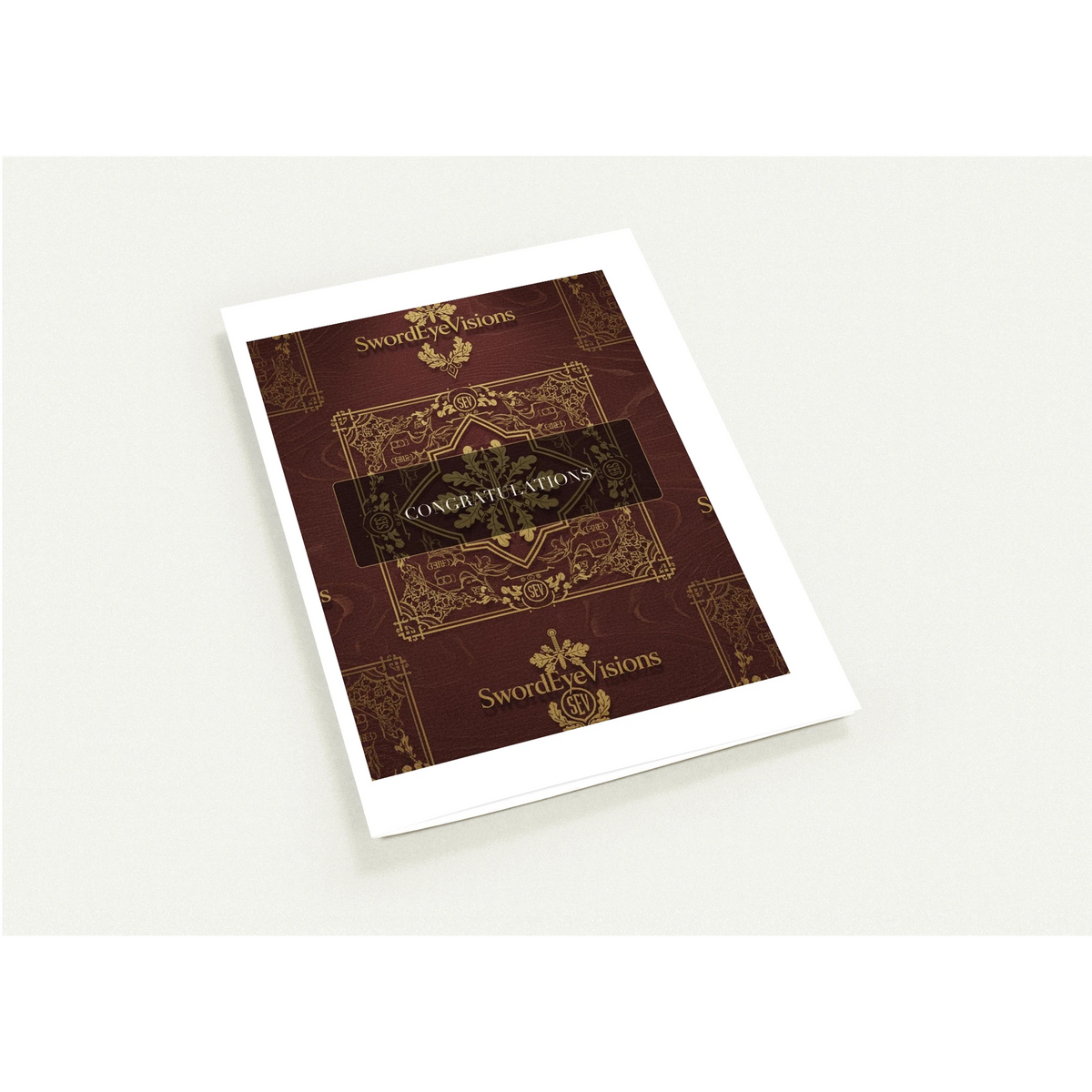 Imperial Burgundy and antique-gold congratulations greeting card set