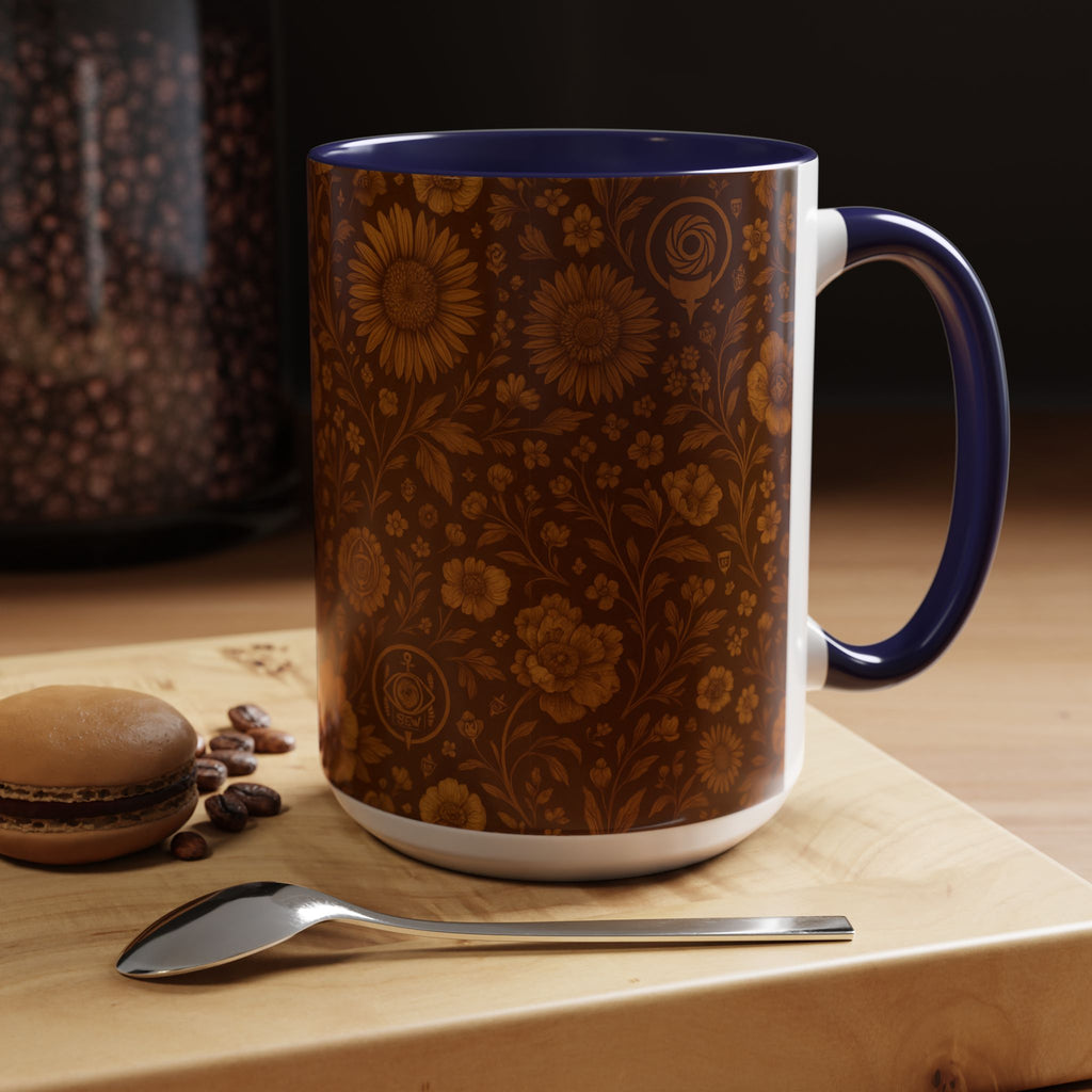 SEV ACCENT COFFEE MUG — BURNT SIENNA OCHRE FLORAL — alternate view 35 of 68