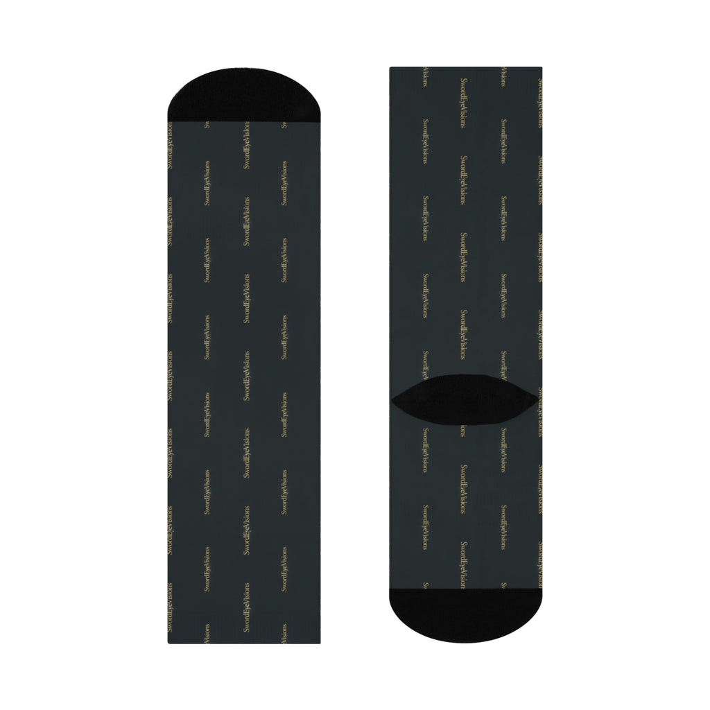 Noir Graphite Gold Socks — SEV Negative Space Wordmark — alternate view 4 of 4