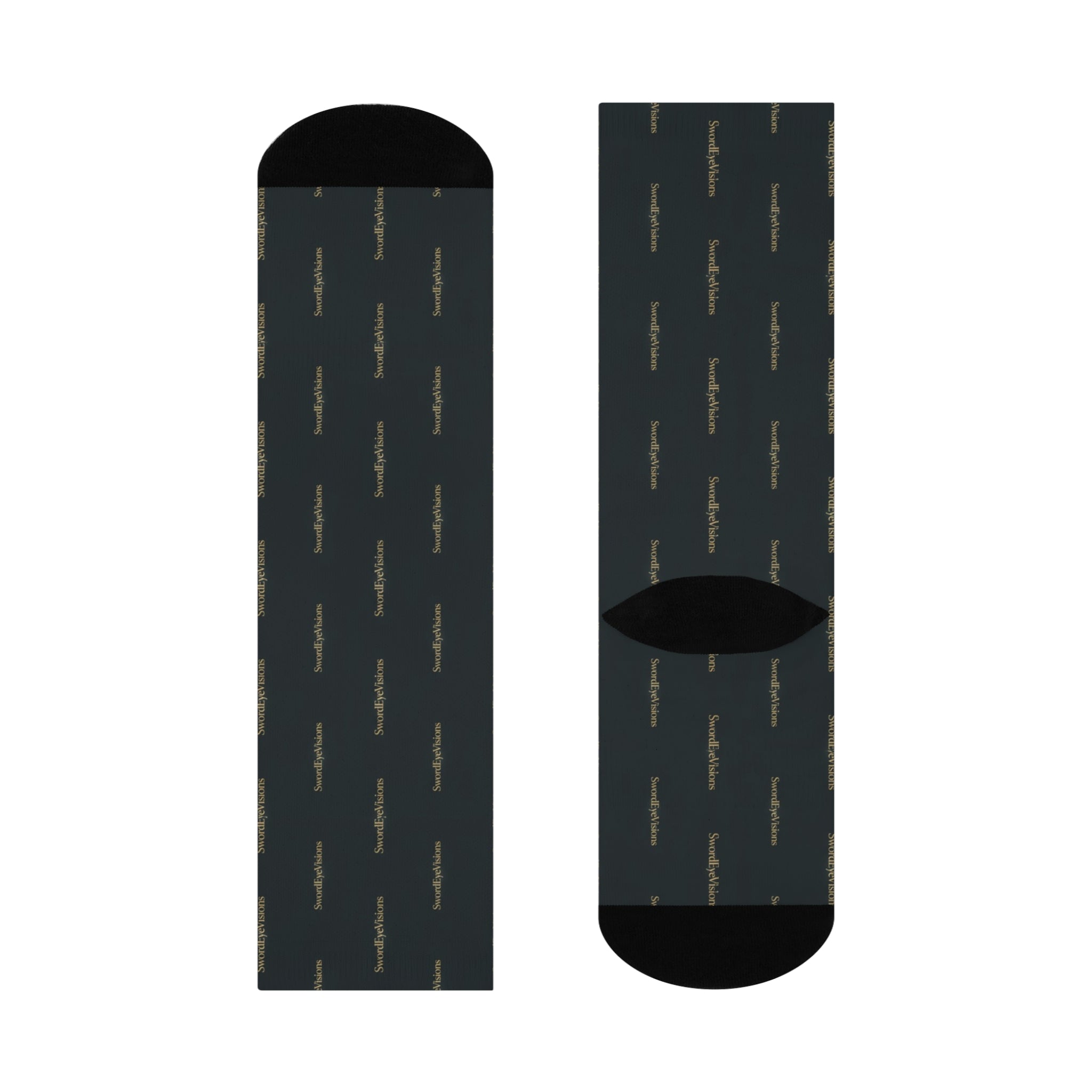 Noir Graphite Gold Socks — SEV Negative Space Wordmark — alternate view 4 of 4