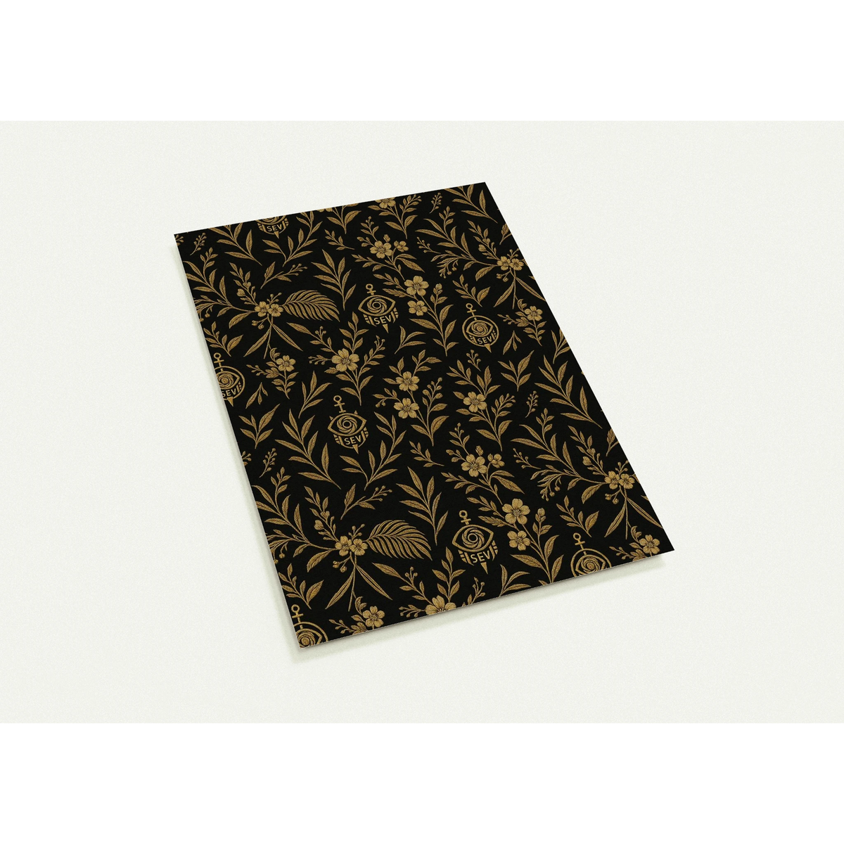 True Noir Botanical postcard set with black and antique-gold design