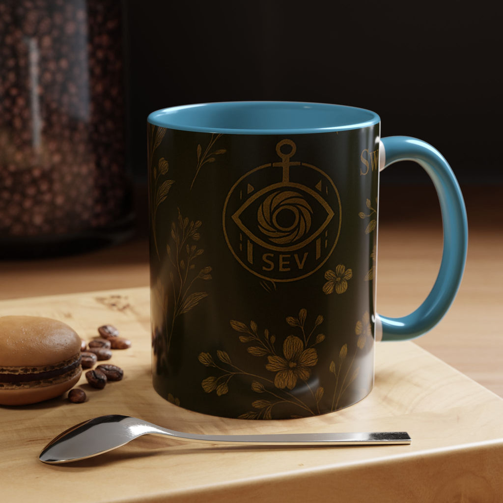 SEV ACCENT COFFEE MUG — DEEP OLIVE GOLD BOTANICAL — alternate view 44 of 68