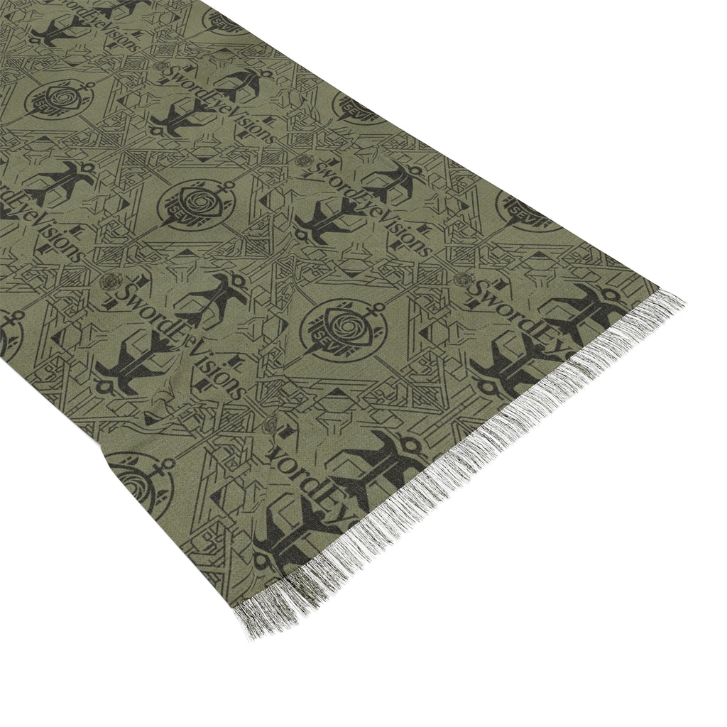 Utility Olive Noir Scarf — SEV Overlaid Interlock Pattern — alternate view 3 of 6