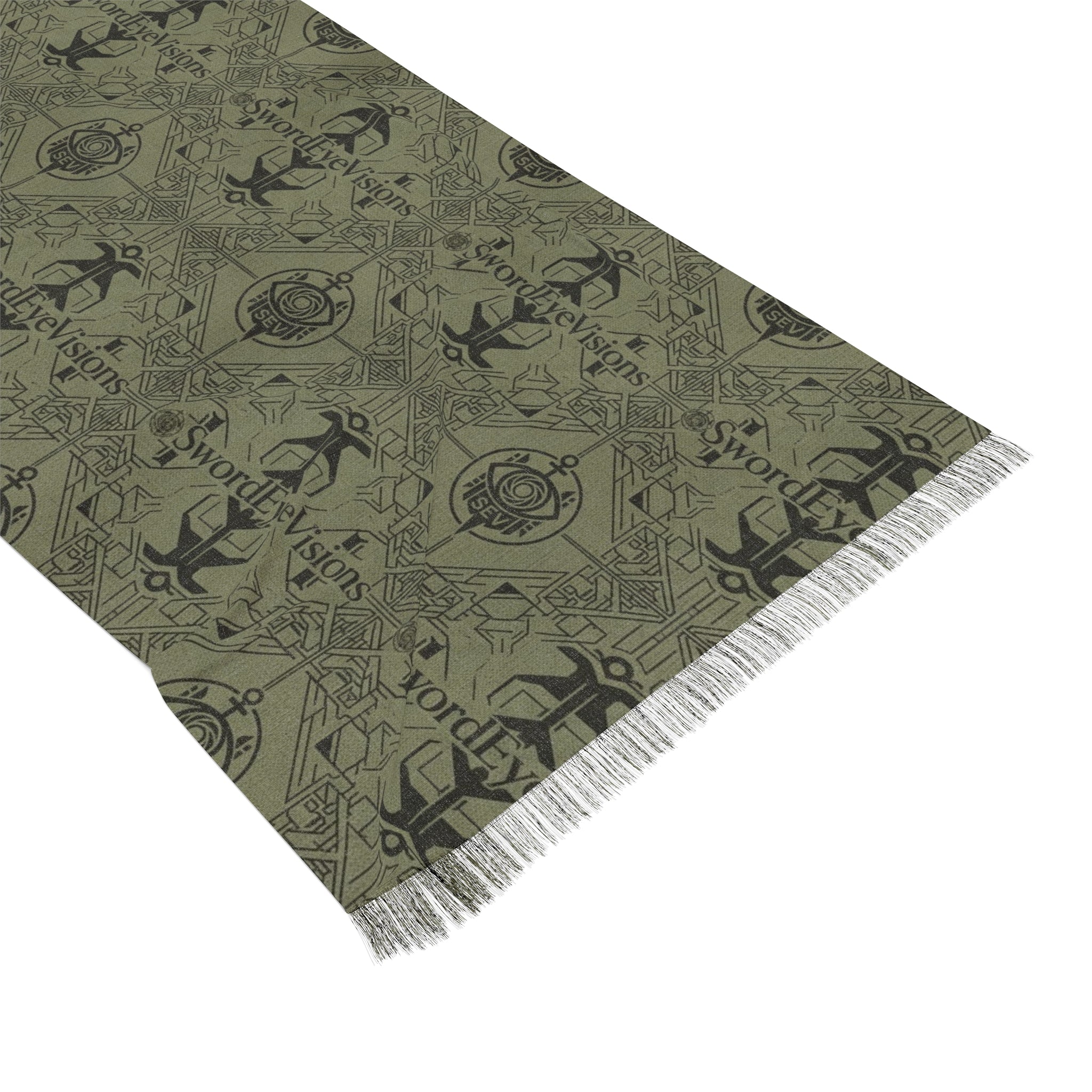 Utility Olive Noir Scarf — SEV Overlaid Interlock Pattern — alternate view 3 of 6