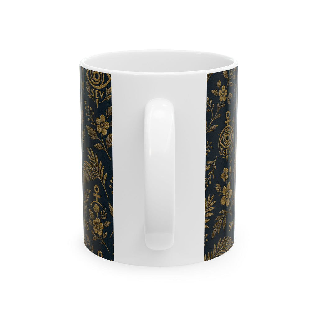SEV CERAMIC MUG — DEEP NAVY GOLD BOTANICAL — alternate view 4 of 7