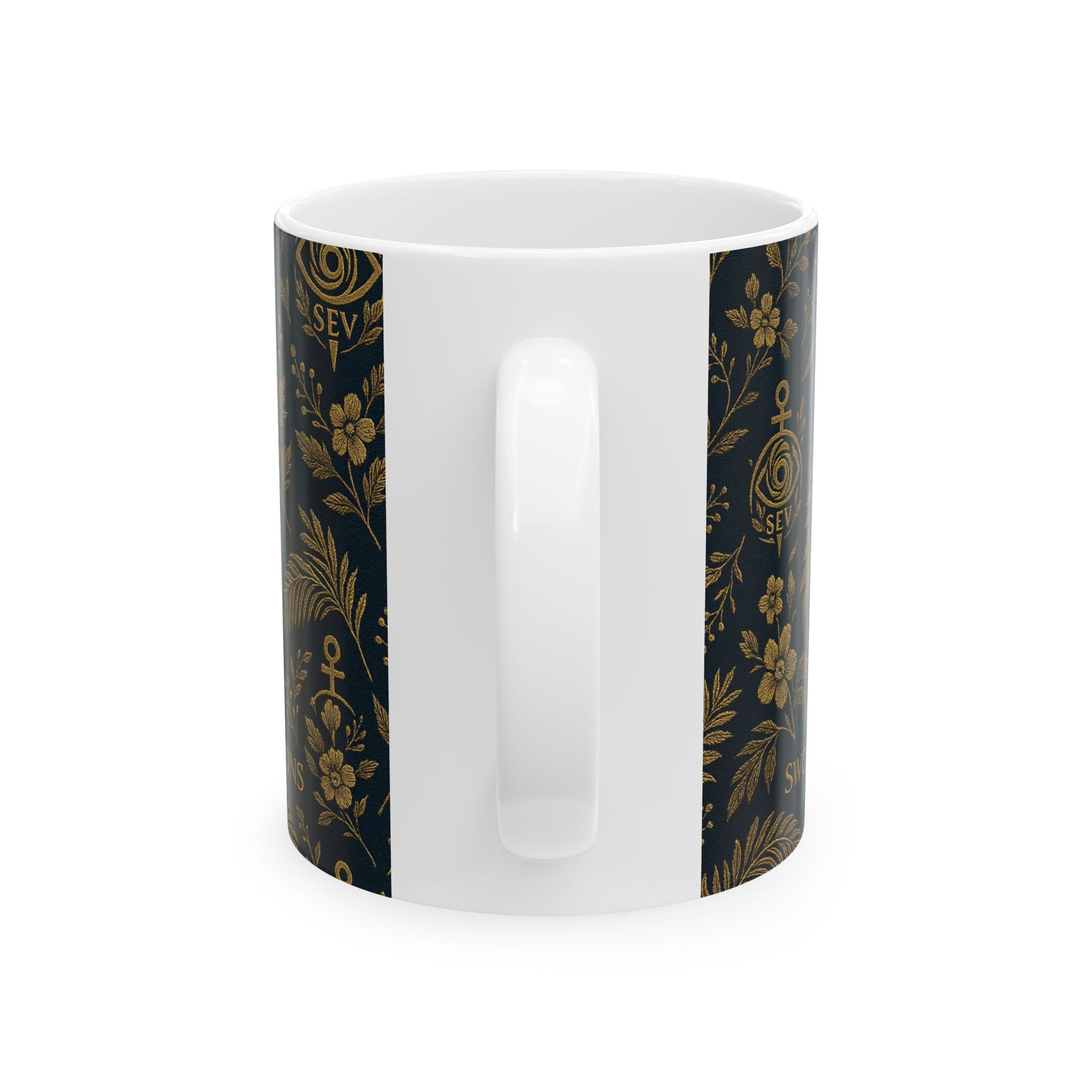 SEV CERAMIC MUG — DEEP NAVY GOLD BOTANICAL — alternate view 4 of 7