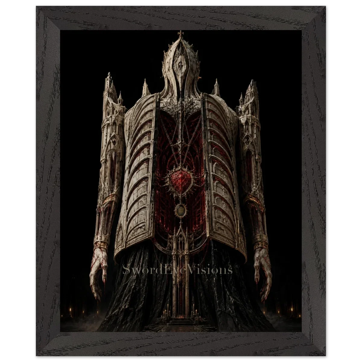 Cathedral of Flesh Full Composition in a premium black wooden frame, 20x25 cm — protected SwordEyeVisions preview