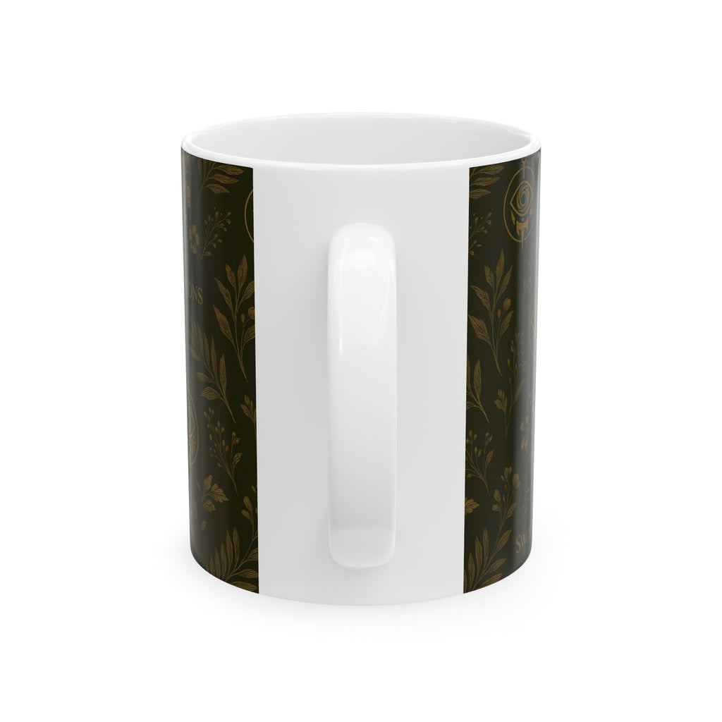SEV CERAMIC MUG — DEEP OLIVE GOLD BOTANICAL — alternate view 4 of 7