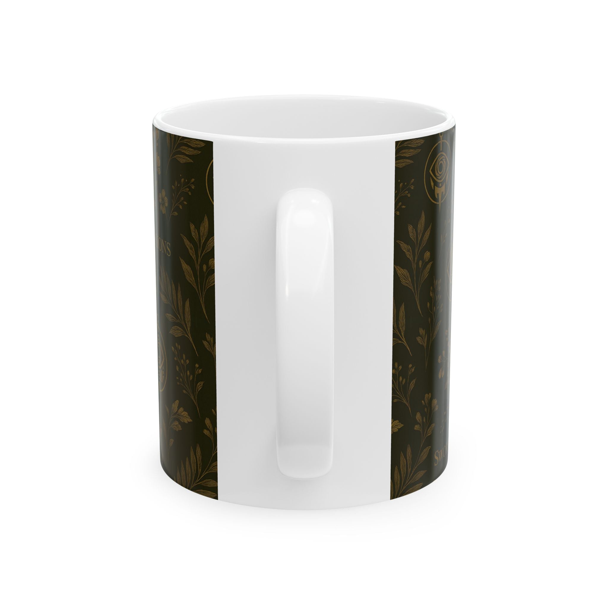 SEV CERAMIC MUG — DEEP OLIVE GOLD BOTANICAL — alternate view 4 of 7