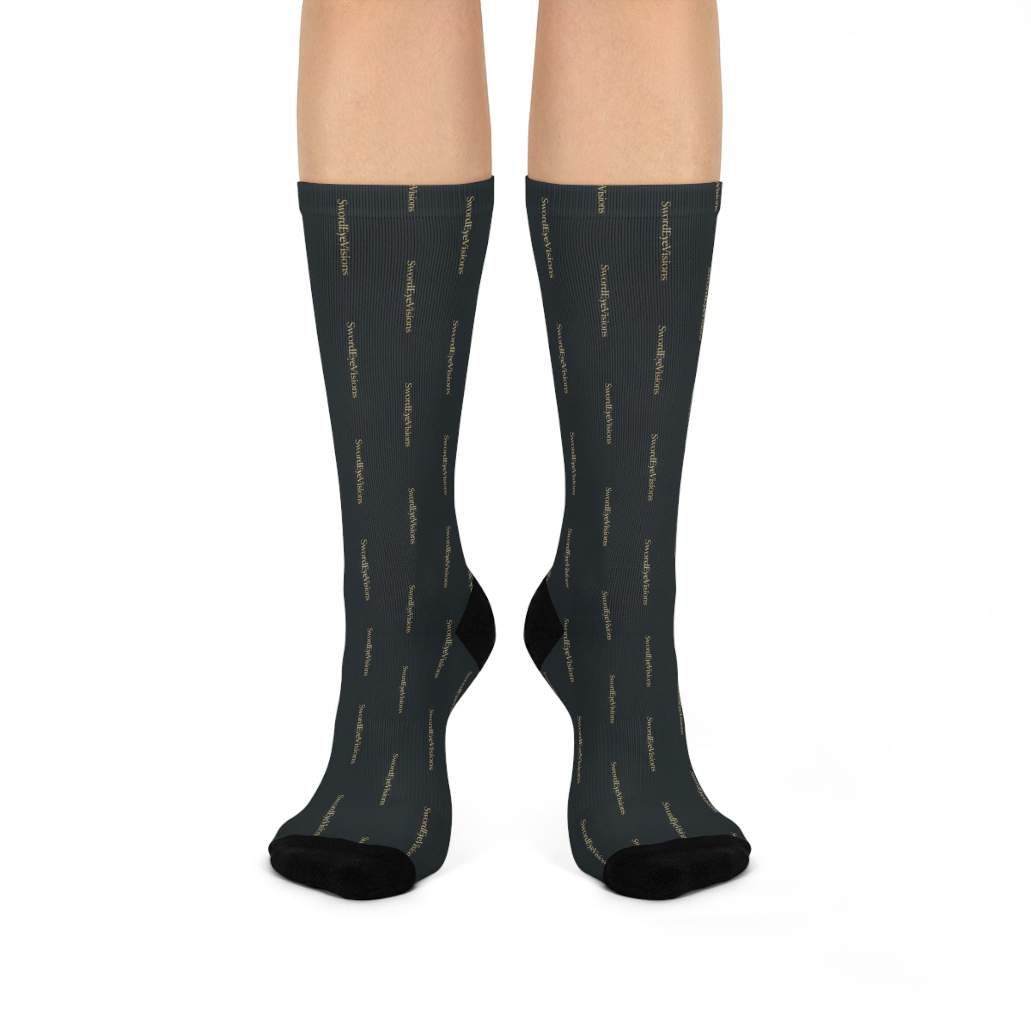 Noir Graphite Gold Socks — SEV Negative Space Wordmark — alternate view 1 of 4