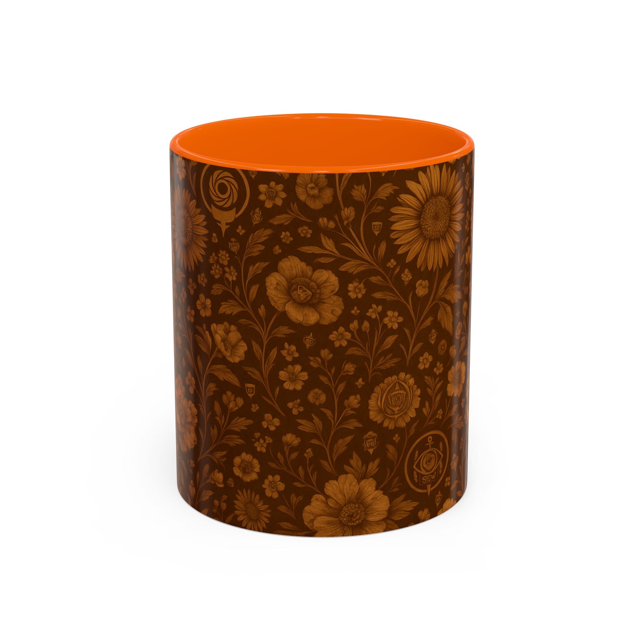 SEV ACCENT COFFEE MUG — BURNT SIENNA OCHRE FLORAL — alternate view 12 of 68
