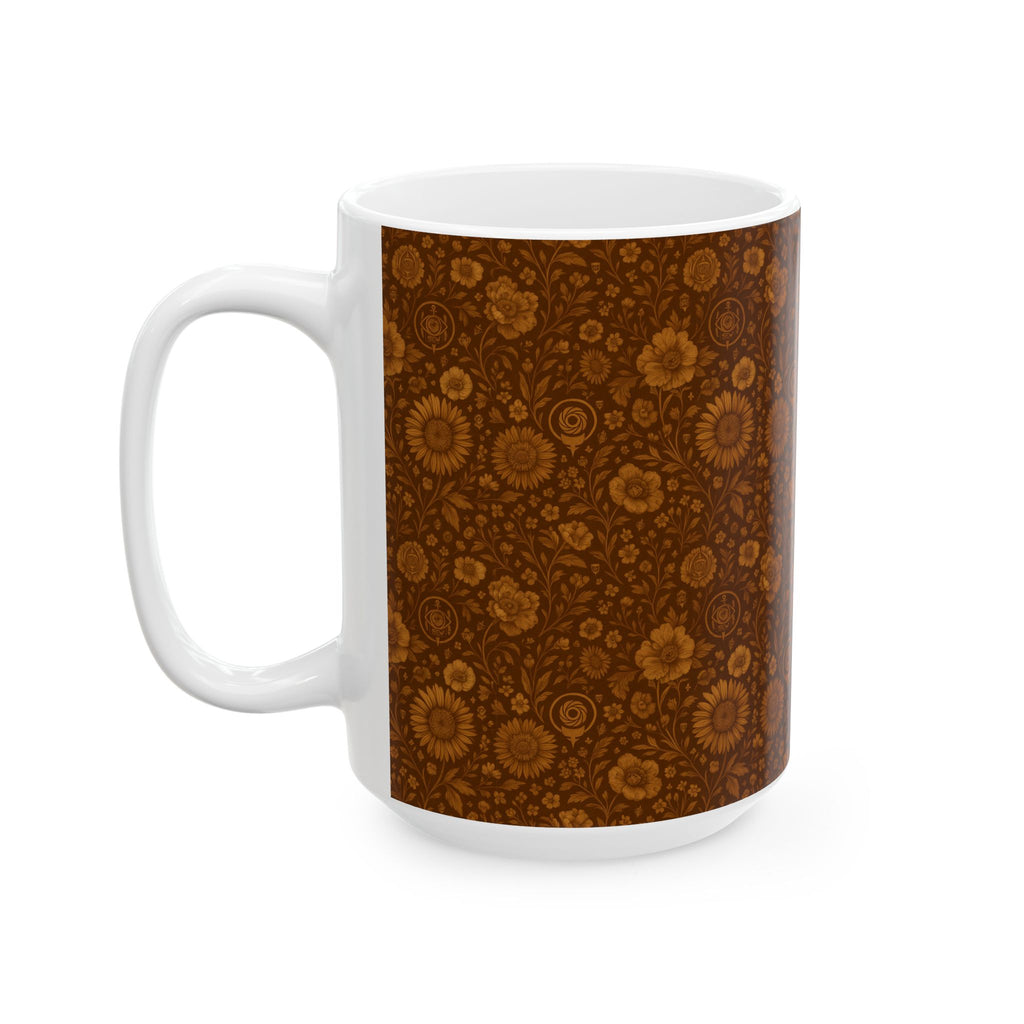 SEV CERAMIC MUG — BURNT SIENNA OCHRE FLORAL — alternate view 7 of 7