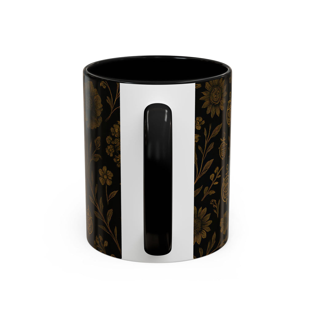 SEV ACCENT COFFEE MUG — NOIR GRAPHITE DEEP ANTIQUE GOLD FLORAL — alternate view 2 of 68
