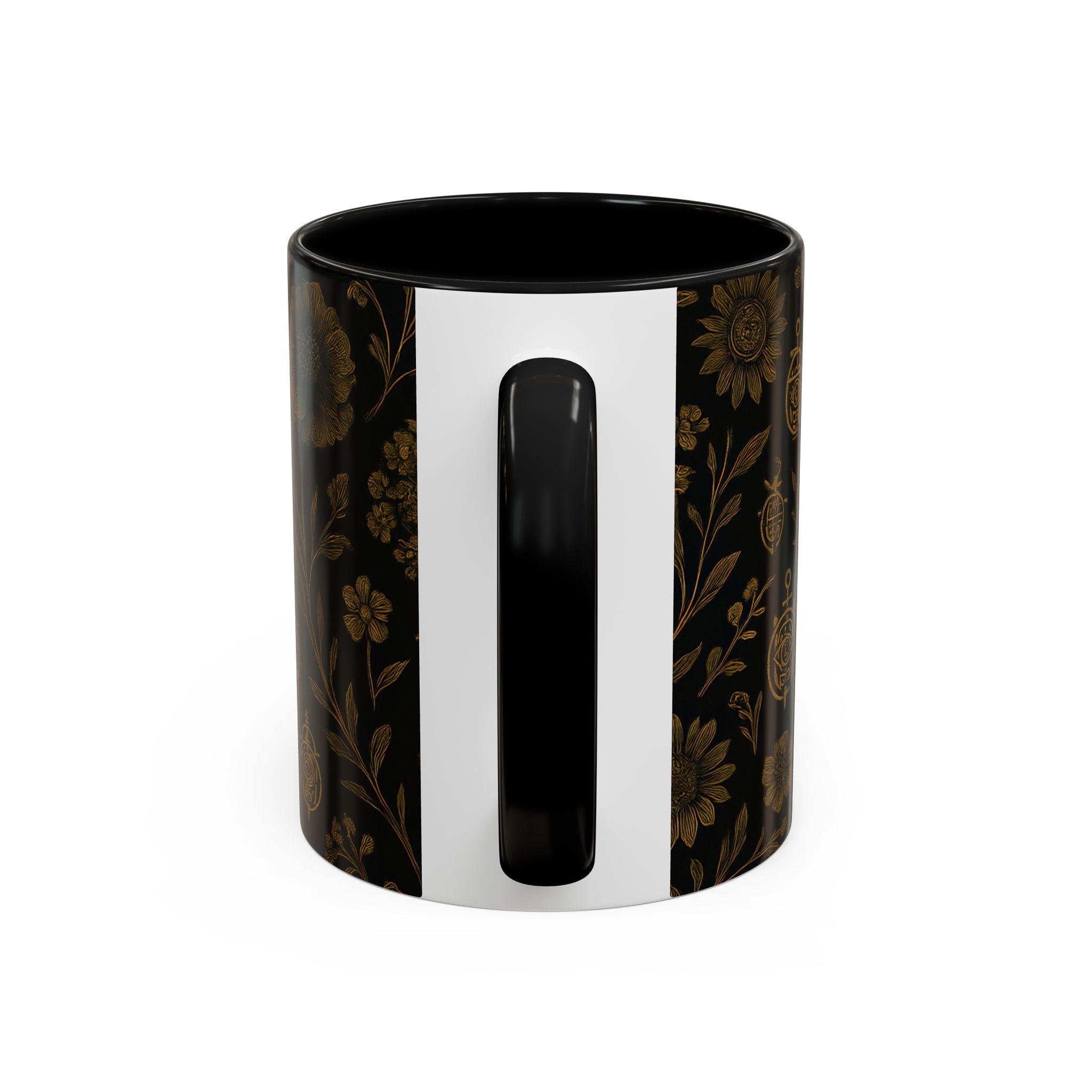 SEV ACCENT COFFEE MUG — NOIR GRAPHITE DEEP ANTIQUE GOLD FLORAL — alternate view 2 of 68