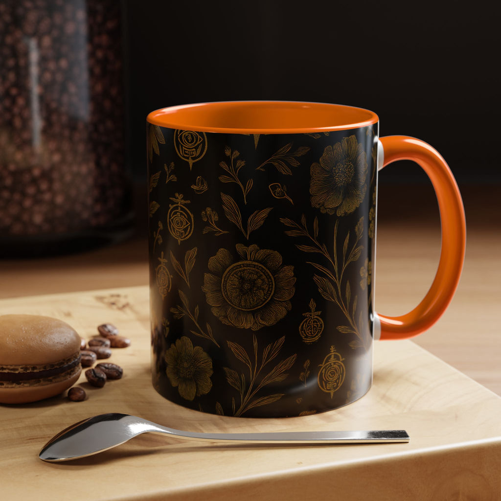 SEV ACCENT COFFEE MUG — NOIR GRAPHITE DEEP ANTIQUE GOLD FLORAL — alternate view 50 of 68