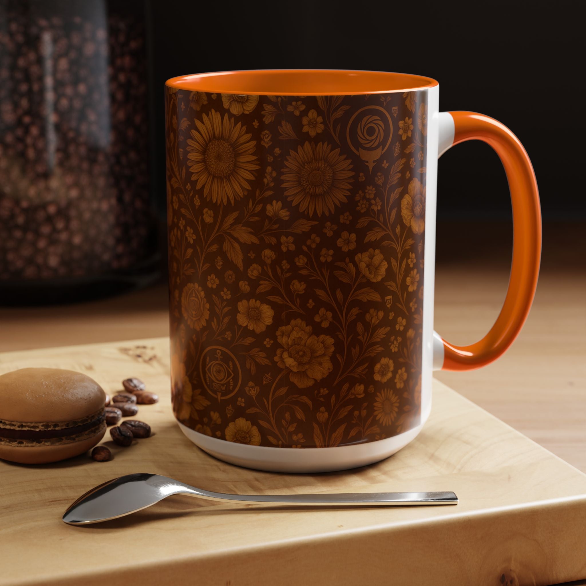 SEV ACCENT COFFEE MUG — BURNT SIENNA OCHRE FLORAL — alternate view 56 of 68