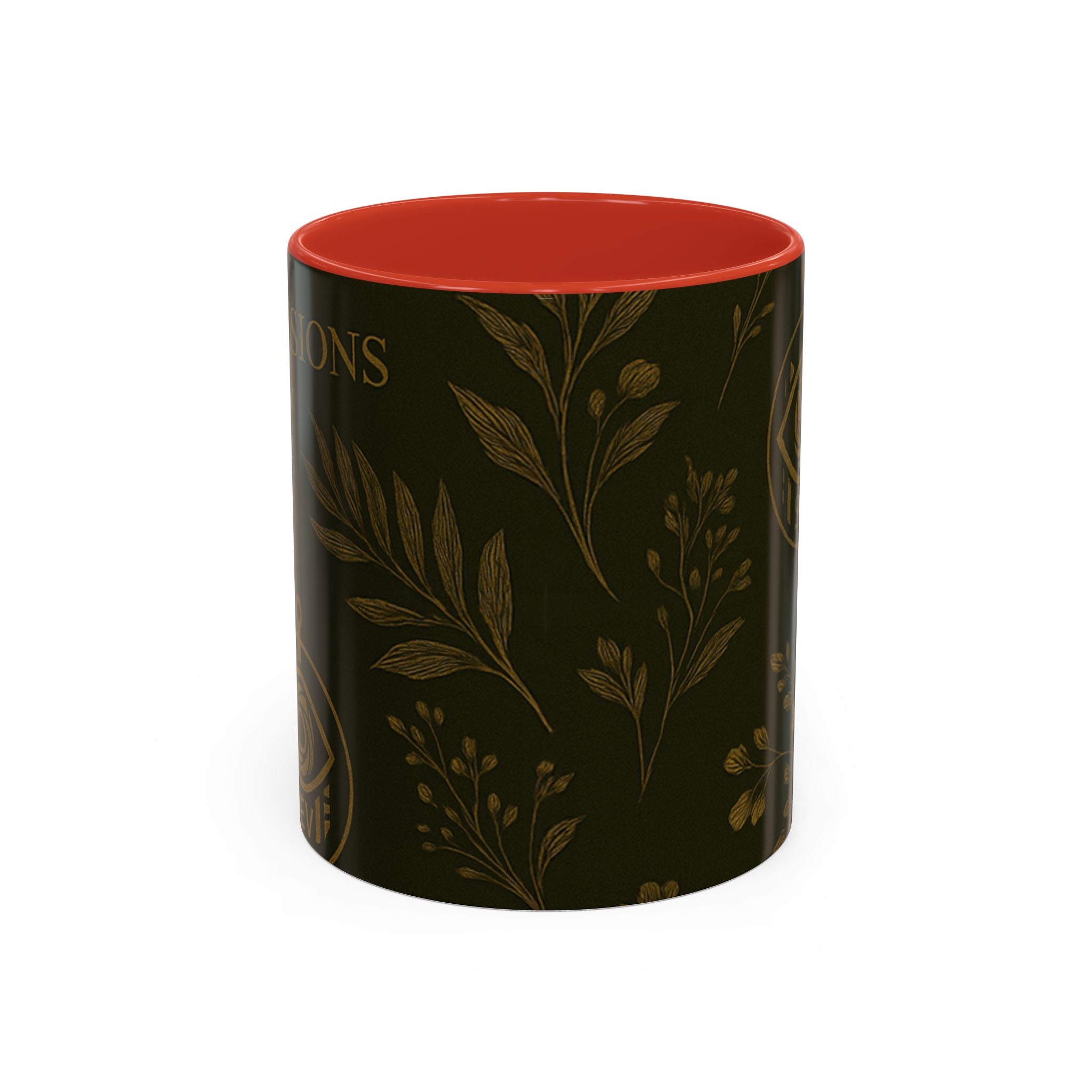 SEV ACCENT COFFEE MUG — DEEP OLIVE GOLD BOTANICAL — alternate view 4 of 68