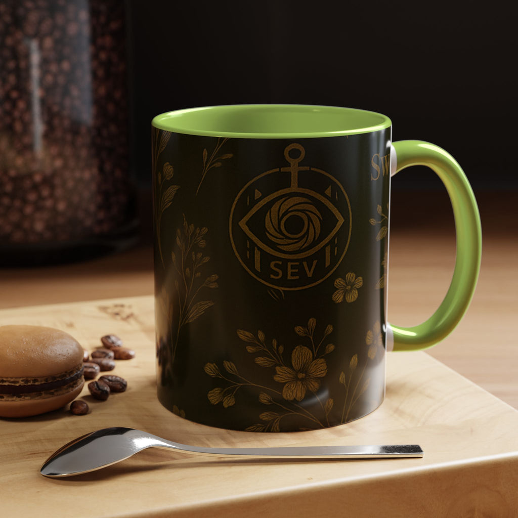 SEV ACCENT COFFEE MUG — DEEP OLIVE GOLD BOTANICAL — alternate view 62 of 68