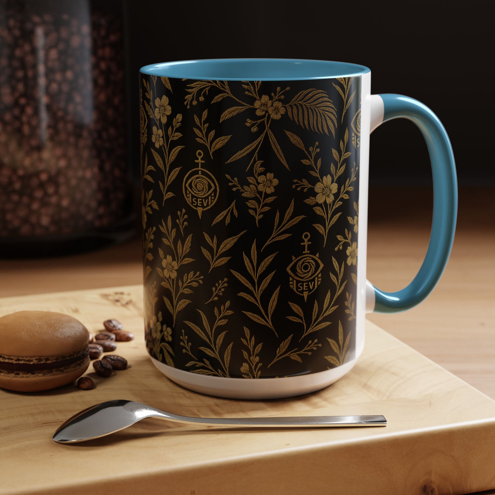 SEV ACCENT COFFEE MUG — TRUE NOIR RICH GOLD BOTANICAL — alternate view 47 of 68