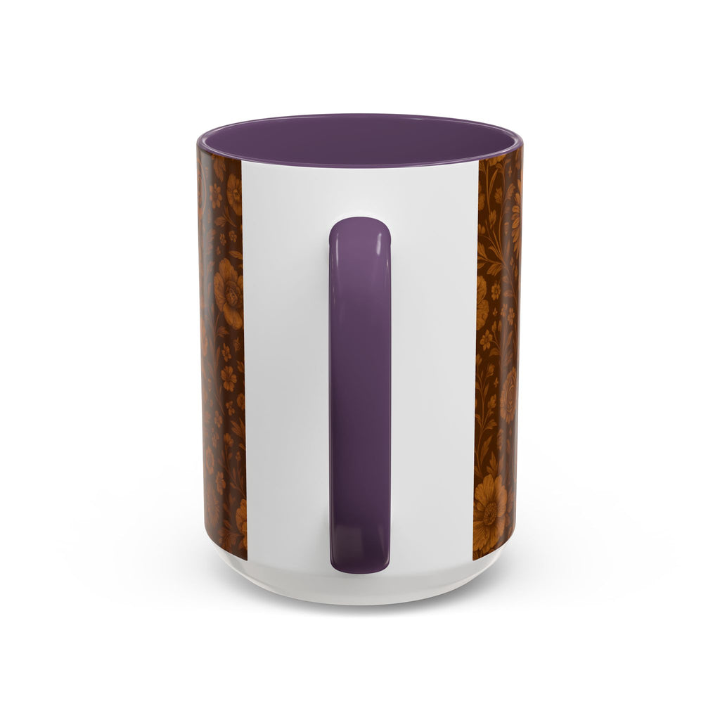 SEV ACCENT COFFEE MUG — BURNT SIENNA OCHRE FLORAL — alternate view 67 of 68