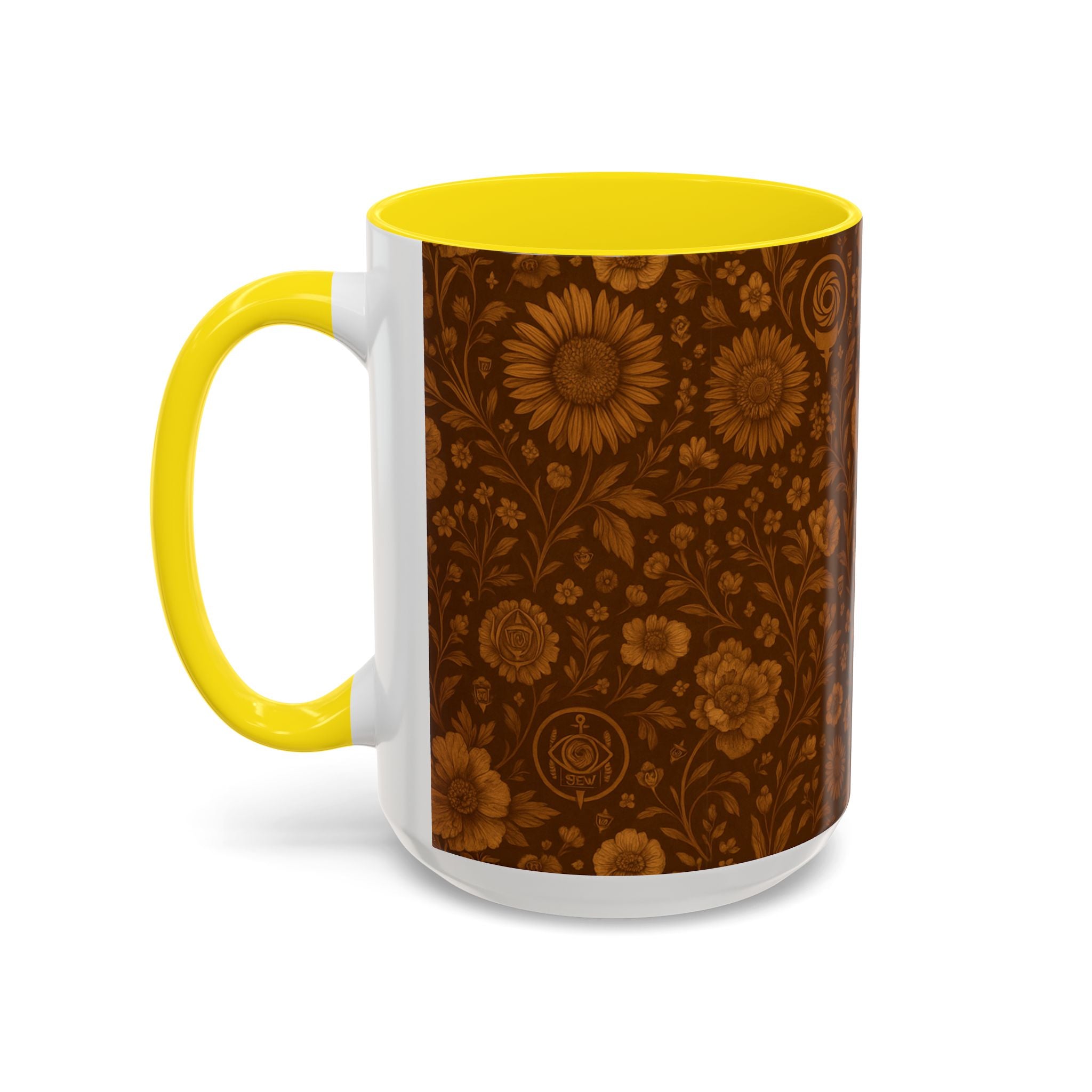 SEV ACCENT COFFEE MUG — BURNT SIENNA OCHRE FLORAL — alternate view 57 of 68