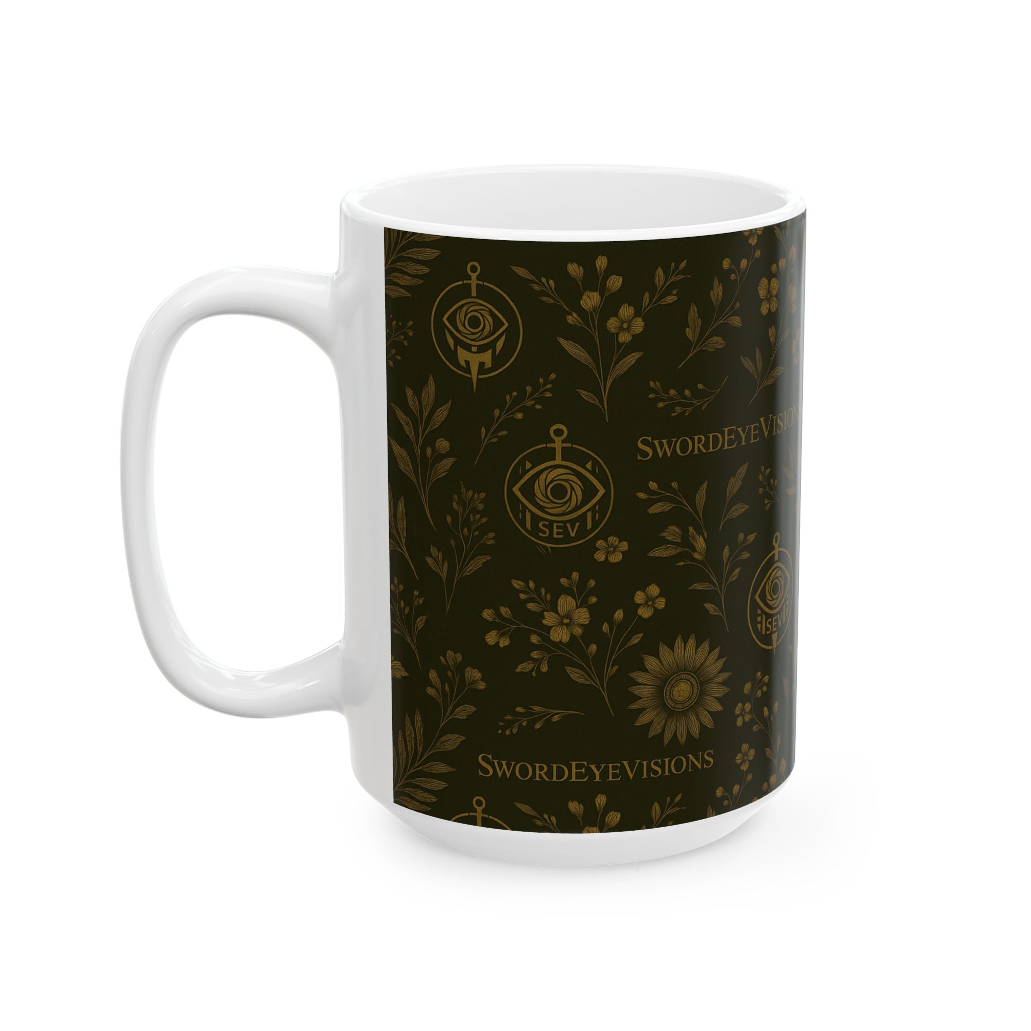 SEV CERAMIC MUG — DEEP OLIVE GOLD BOTANICAL — alternate view 7 of 7