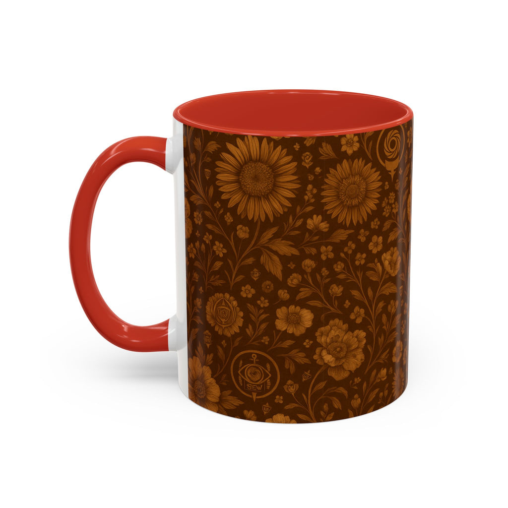 SEV ACCENT COFFEE MUG — BURNT SIENNA OCHRE FLORAL — alternate view 27 of 68