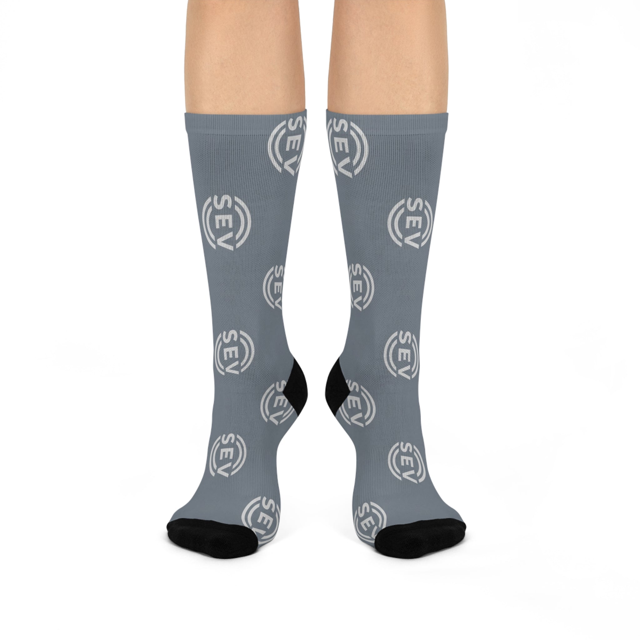 Winter Steel Grey Socks — SEV Grey Monogram — alternate view 1 of 4