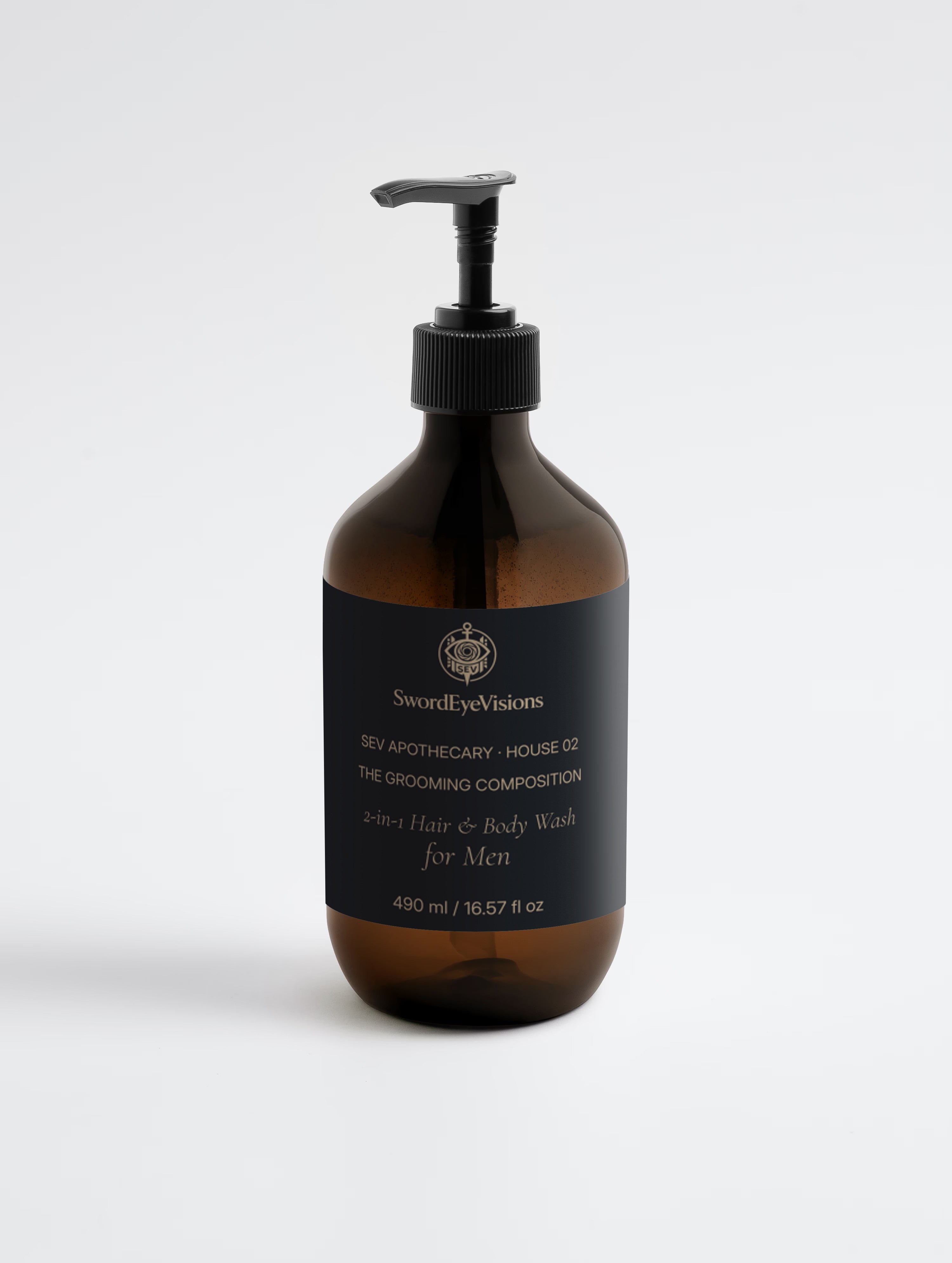 SEV Apothecary 2-in-1 Hair & Body Wash 490 ml Grooming Composition pump bottle