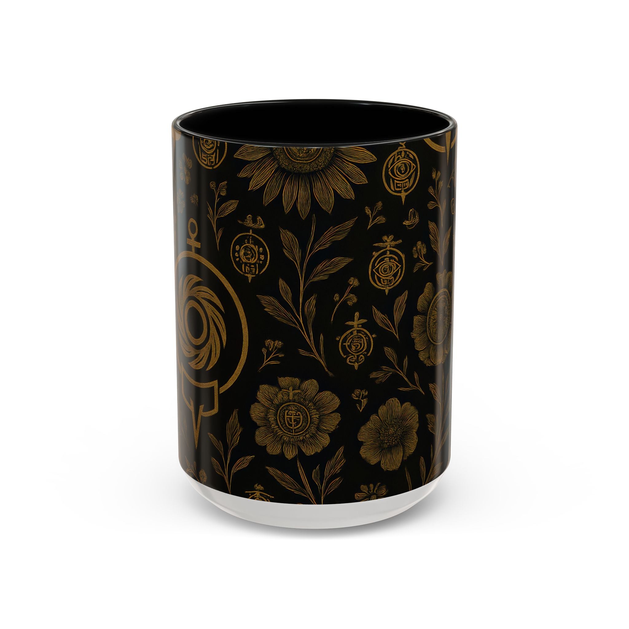 SEV ACCENT COFFEE MUG — NOIR GRAPHITE DEEP ANTIQUE GOLD FLORAL — alternate view 6 of 68