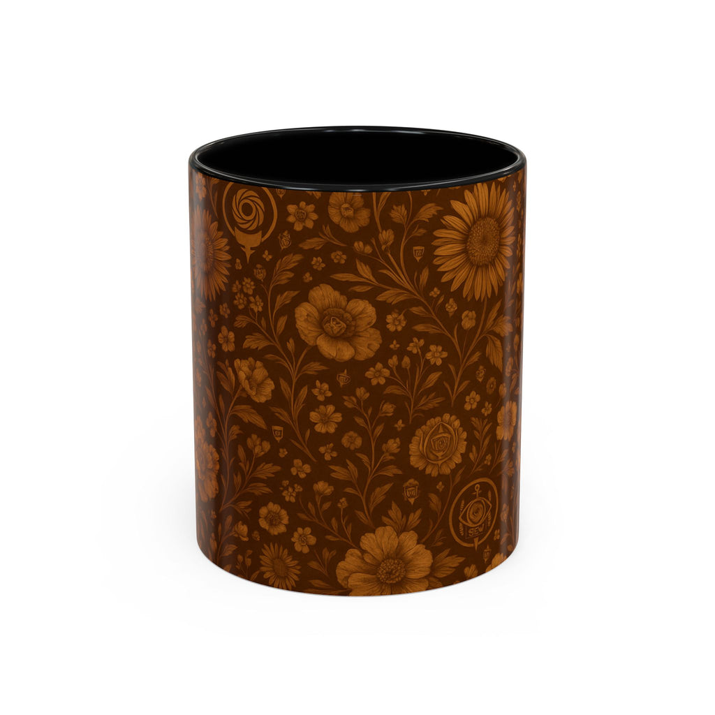 SEV ACCENT COFFEE MUG — BURNT SIENNA OCHRE FLORAL — alternate view 19 of 68