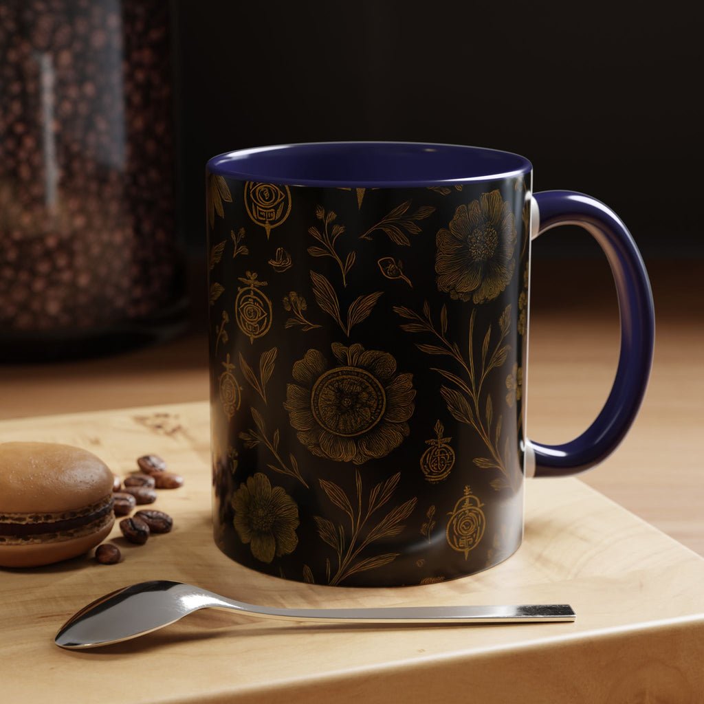 SEV ACCENT COFFEE MUG — NOIR GRAPHITE DEEP ANTIQUE GOLD FLORAL — alternate view 23 of 68