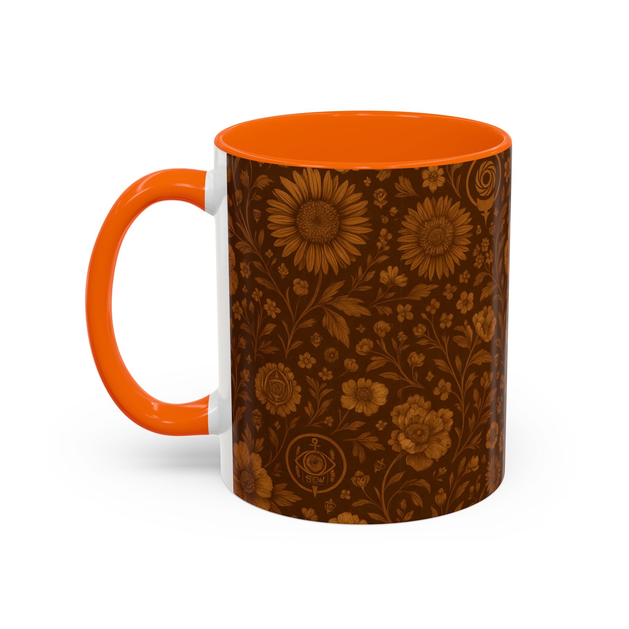 SEV ACCENT COFFEE MUG — BURNT SIENNA OCHRE FLORAL — alternate view 48 of 68