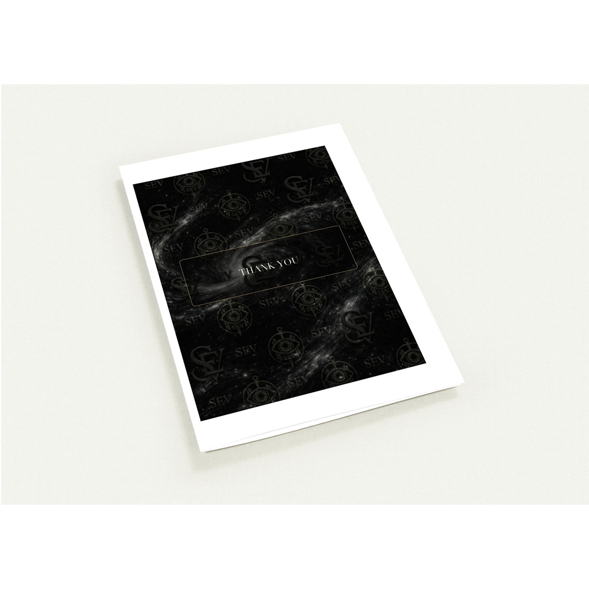 Eclipse Relief black and antique-gold thank-you greeting card set