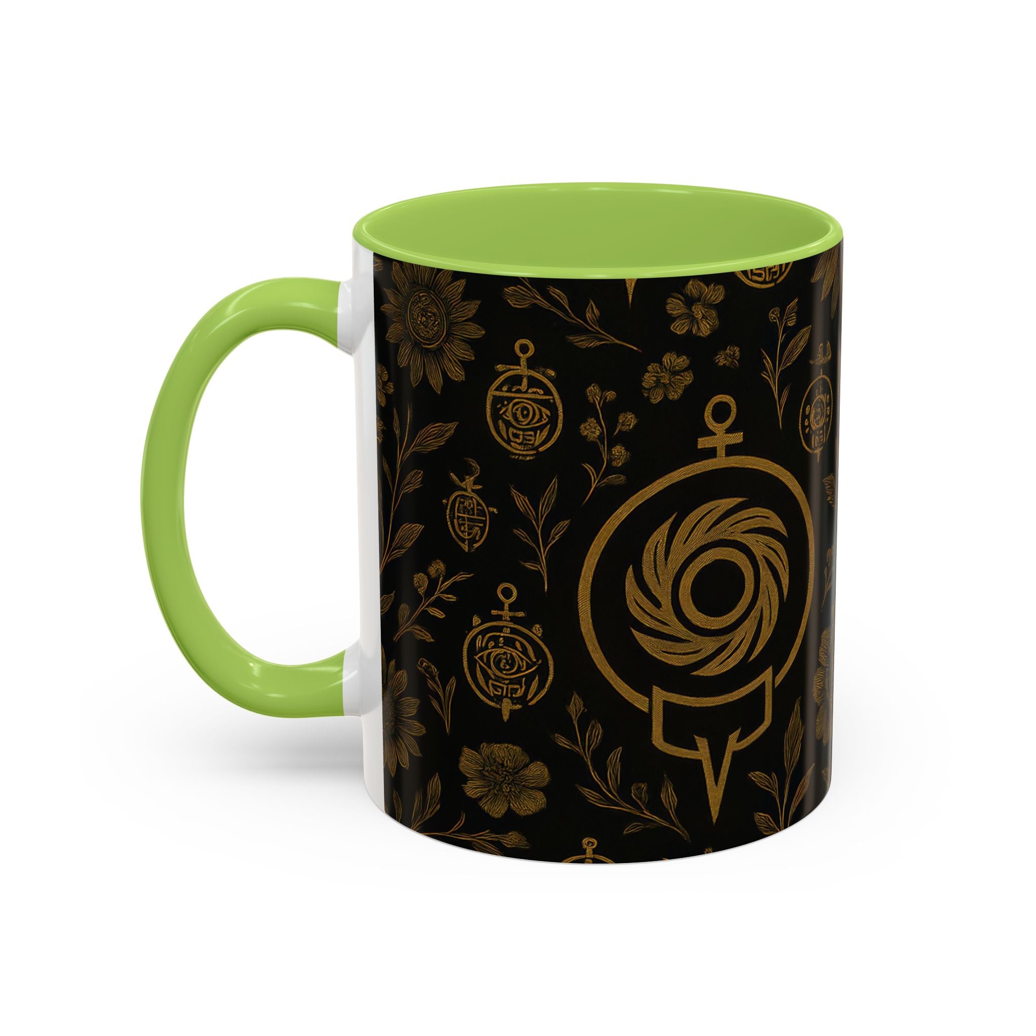 SEV ACCENT COFFEE MUG — NOIR GRAPHITE DEEP ANTIQUE GOLD FLORAL — alternate view 60 of 68