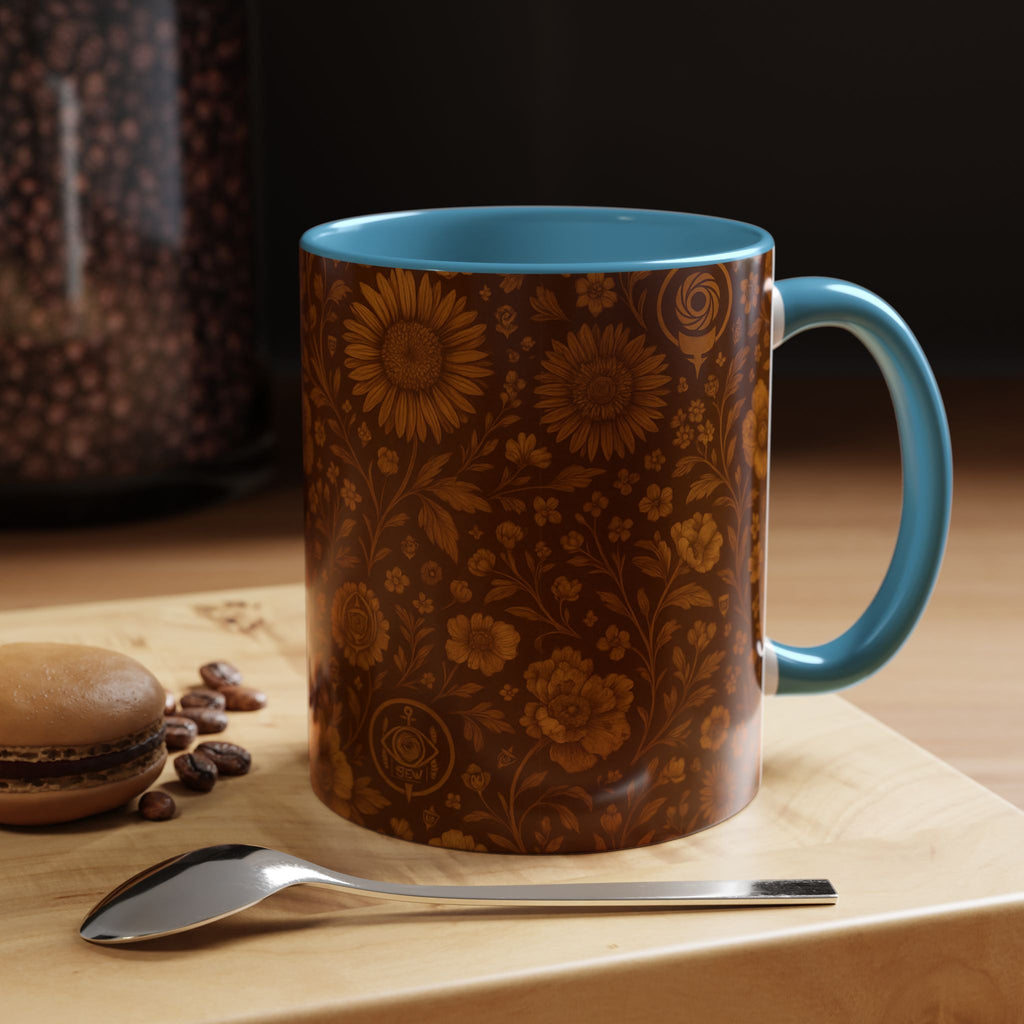 SEV ACCENT COFFEE MUG — BURNT SIENNA OCHRE FLORAL — alternate view 44 of 68